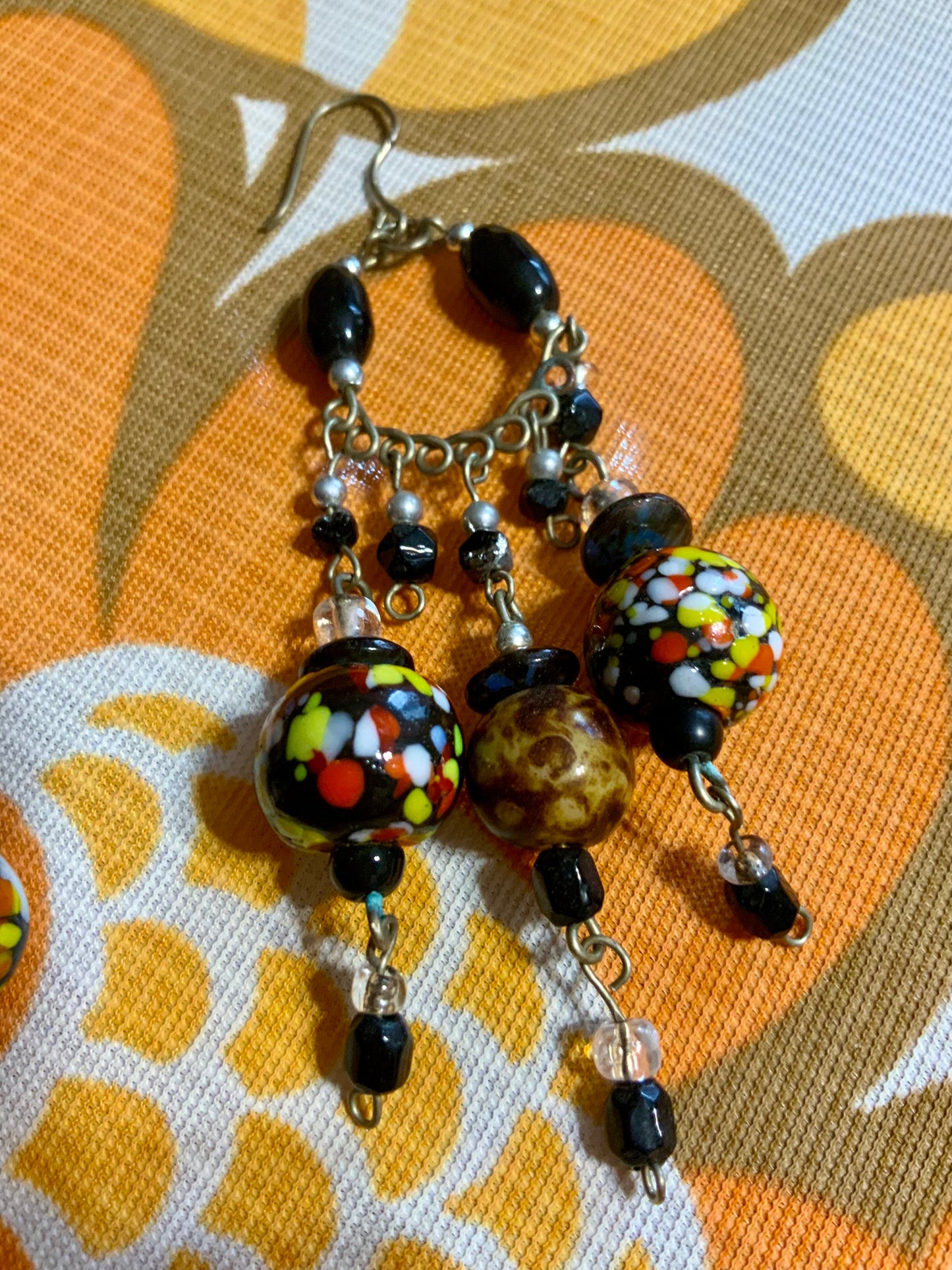 Boucles d’oreilles perles de verre peintes Vintage Bohème