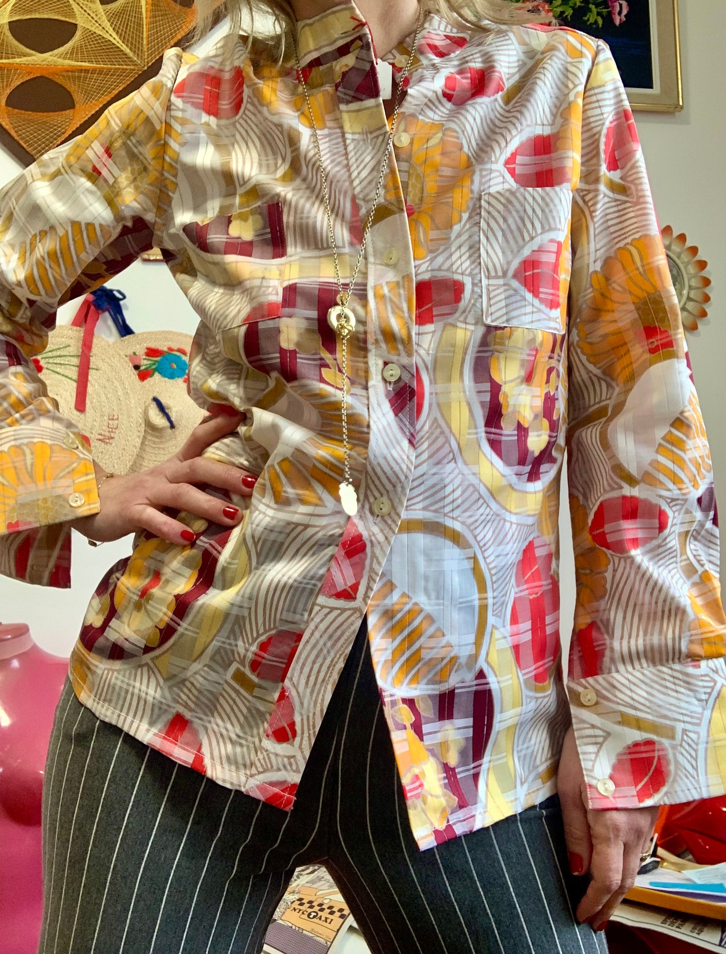 Magnifique chemise À fleurs Vintage 1970 France Deadstock