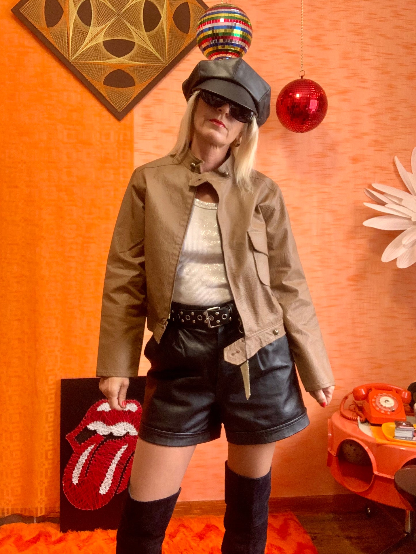 Veste Simili cuir Beige Vintage Deadstock France 1970