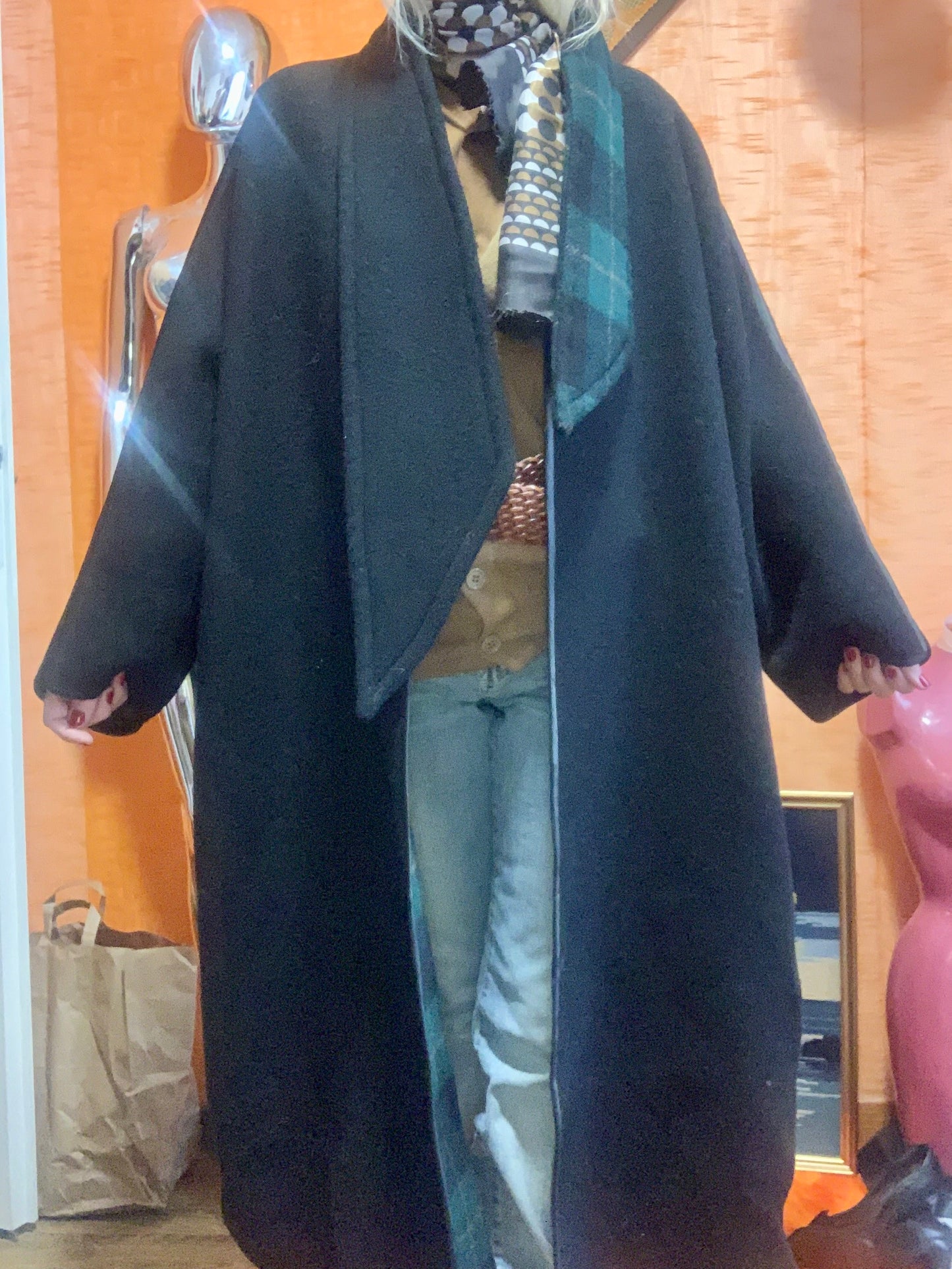 Manteau Reversible Ecossais Création Vintage Fait Main