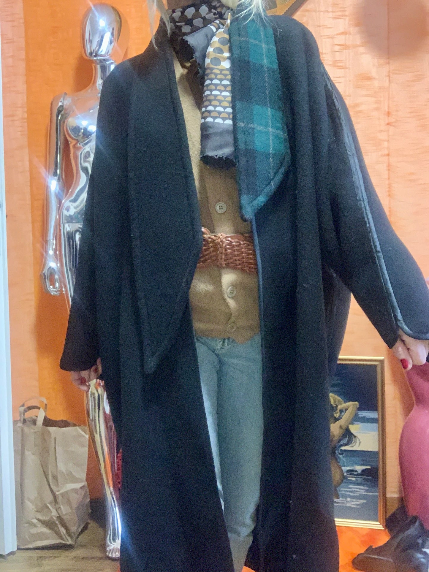 Manteau Reversible Ecossais Création Vintage Fait Main