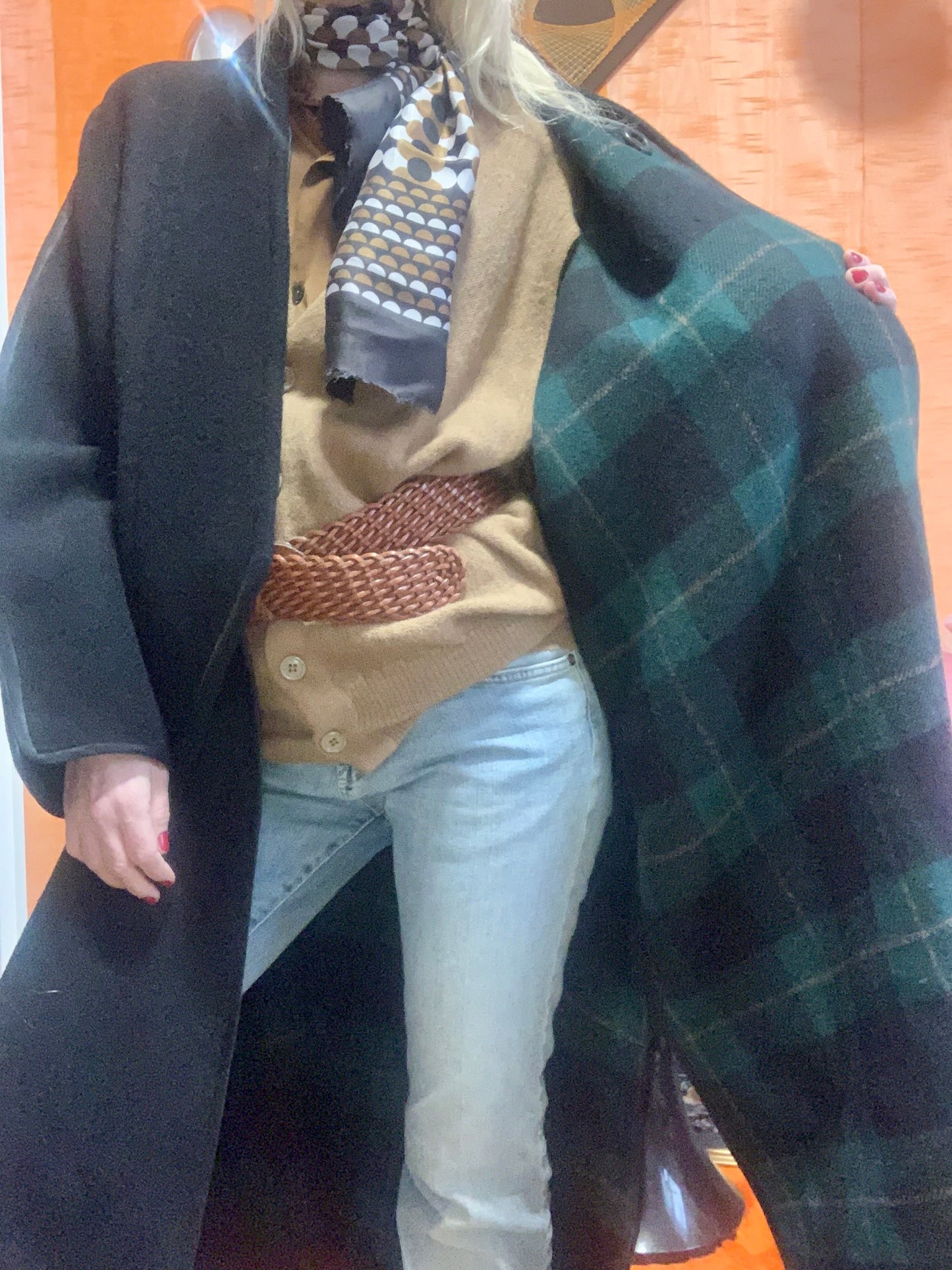 Manteau Reversible Ecossais Création Vintage Fait Main