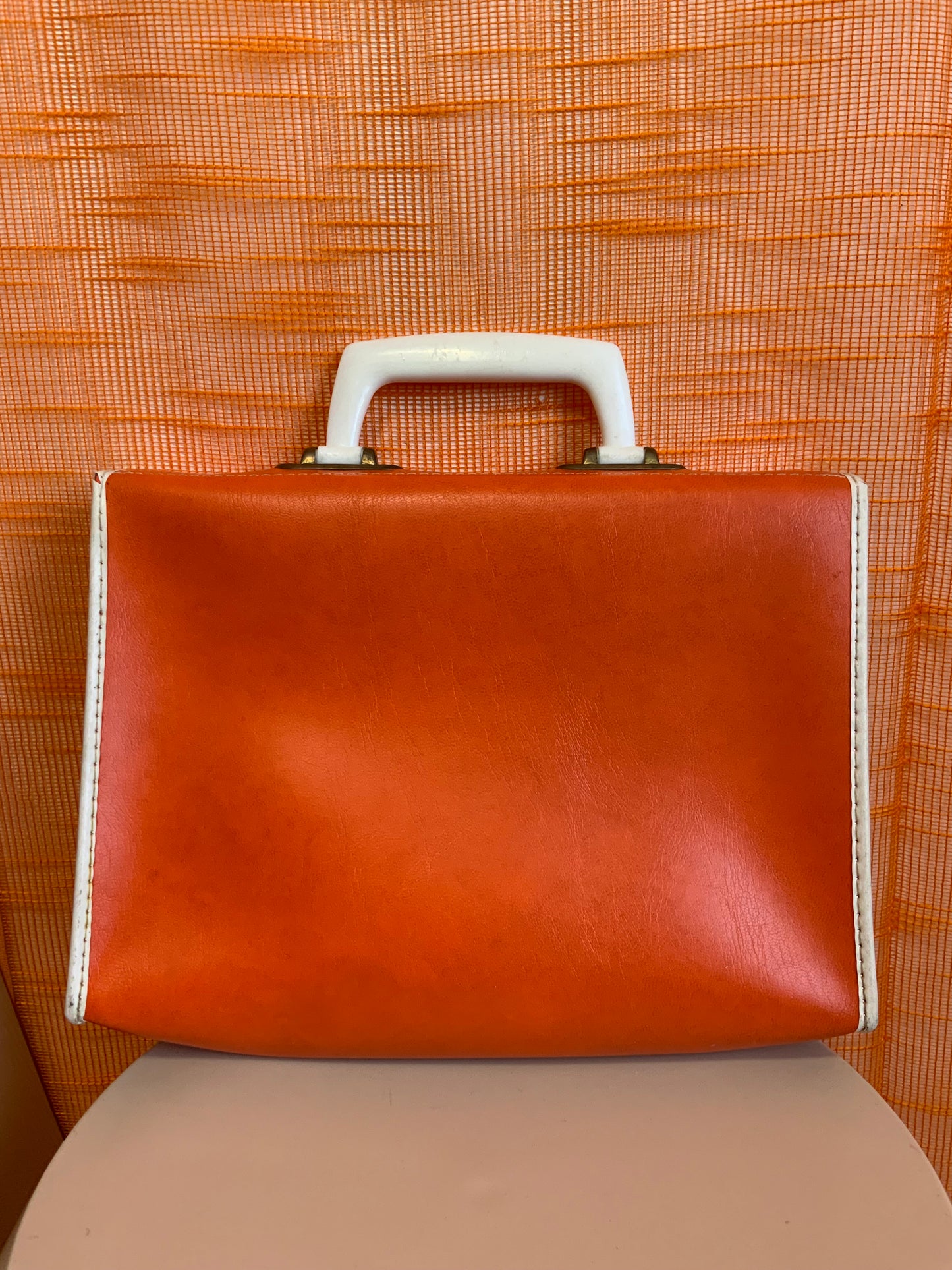Superbe petit cartable sac à main sacoche Orange Un pur vintage Seventies