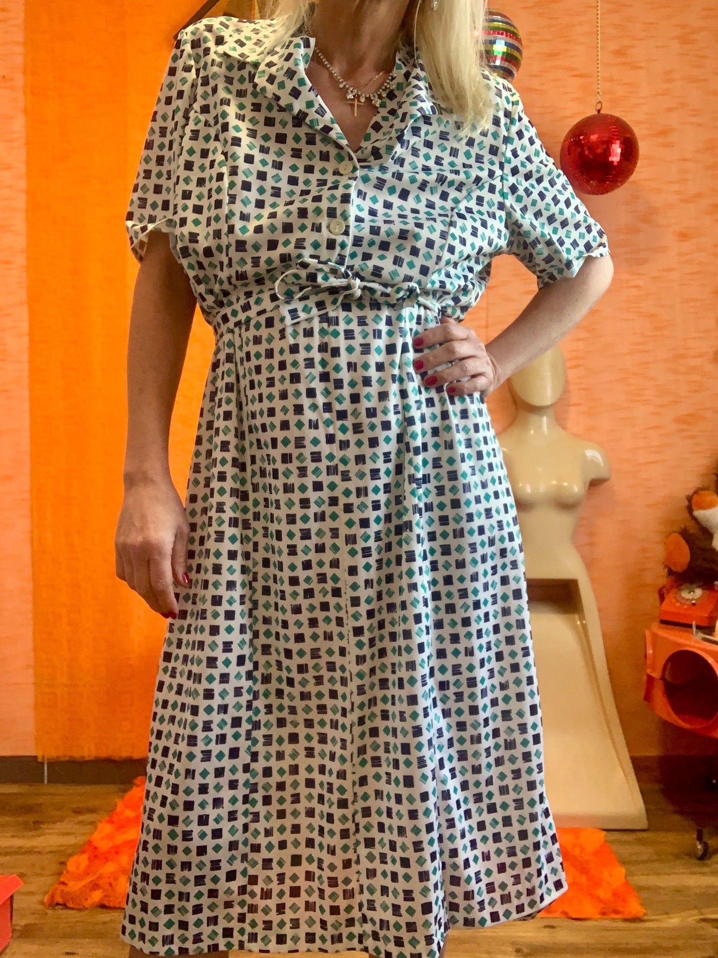 Robe Vintage France 1980 Formes geometriques