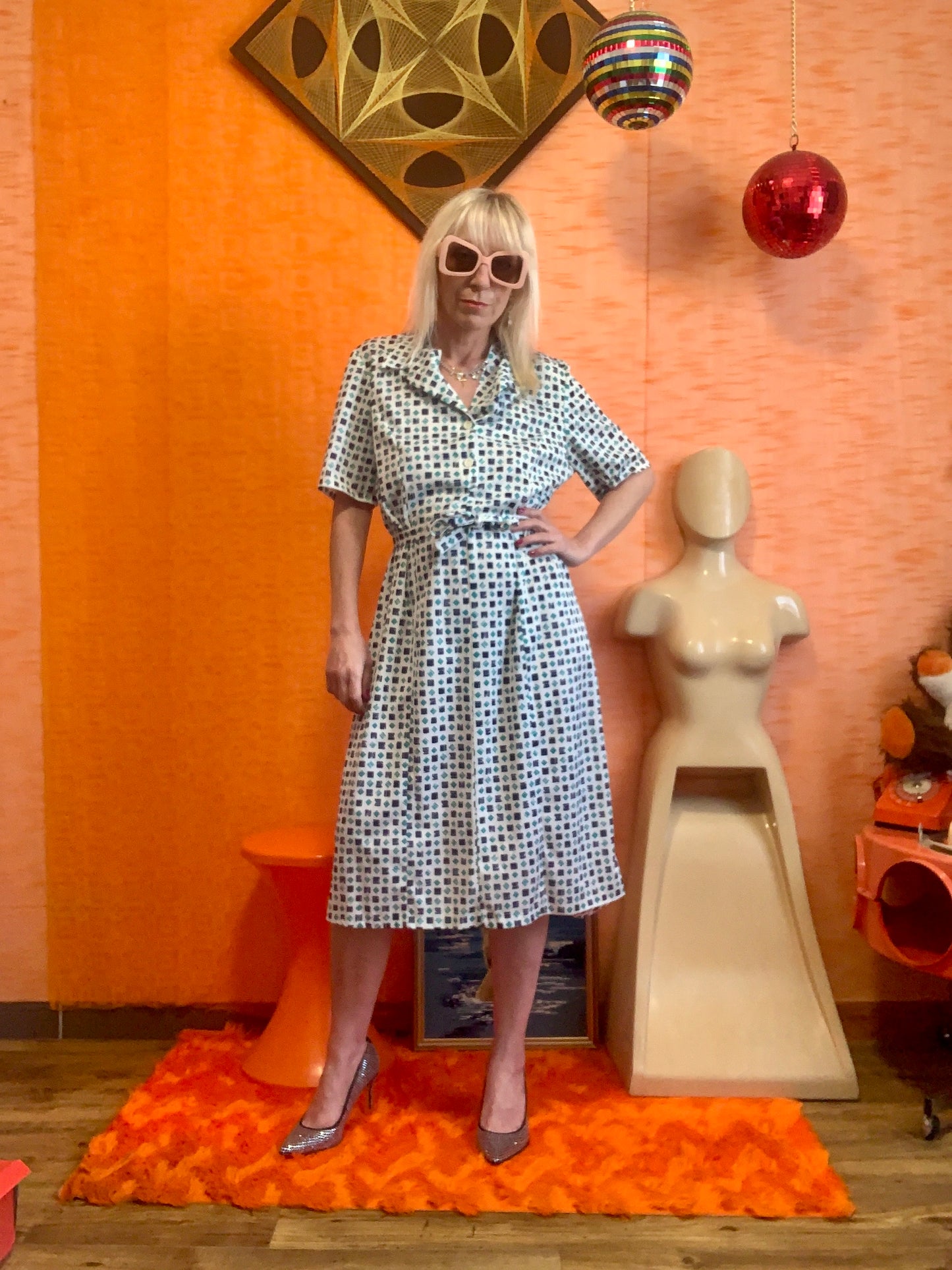 Robe Vintage France 1980 Formes geometriques