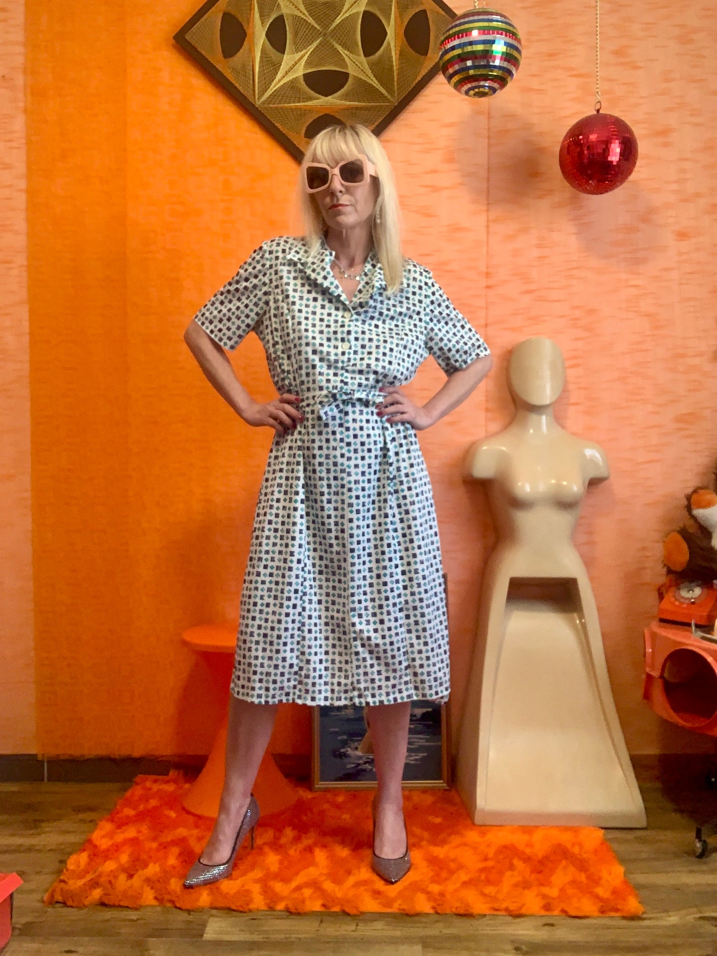 Robe Vintage France 1980 Formes geometriques