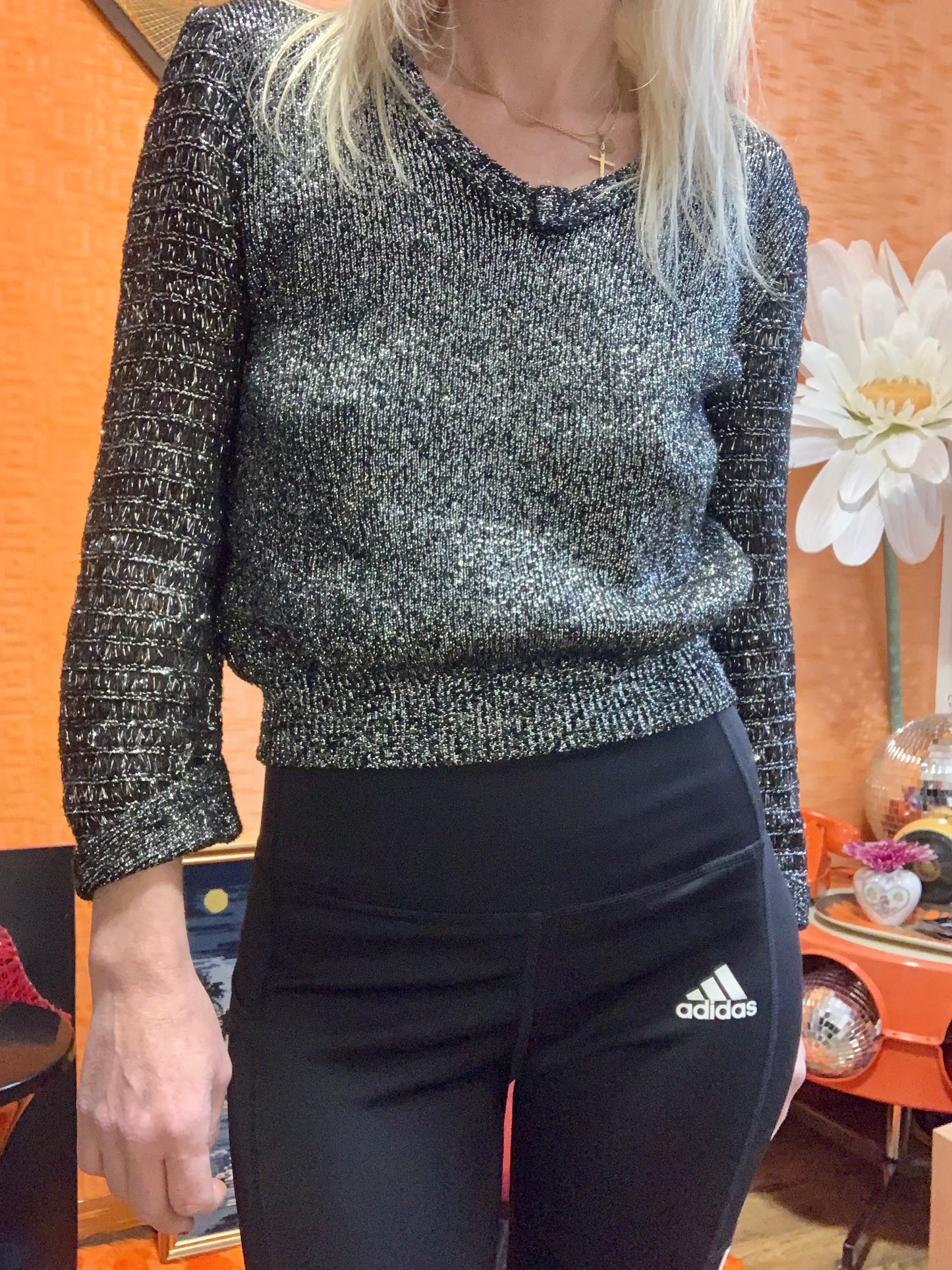 Top Tricot Lurex Vintage France 1980 Paillettes