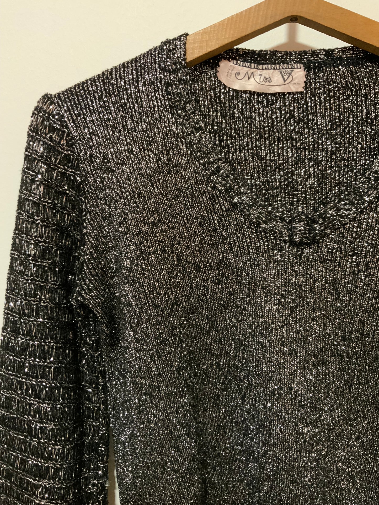Top Tricot Lurex Vintage France 1980 Paillettes