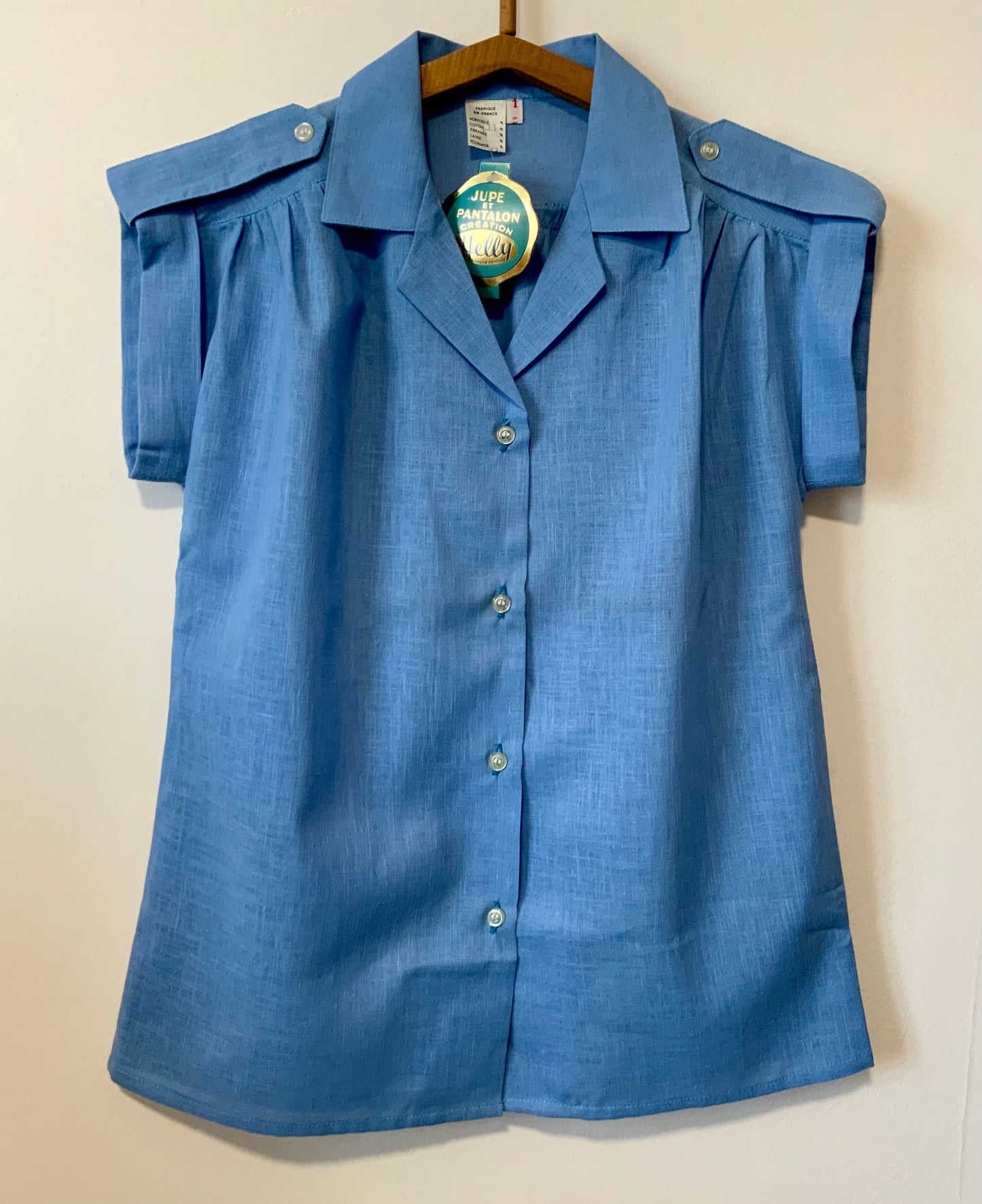 Chemise Vintage Deadstock 1970 Épaules plissées Chic France