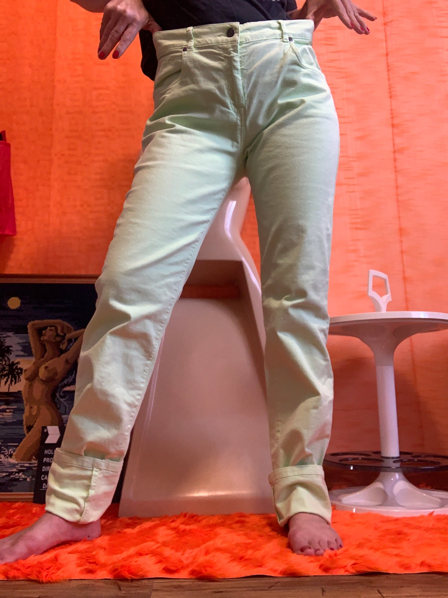 Jean vert Marie Mero denim taille haute