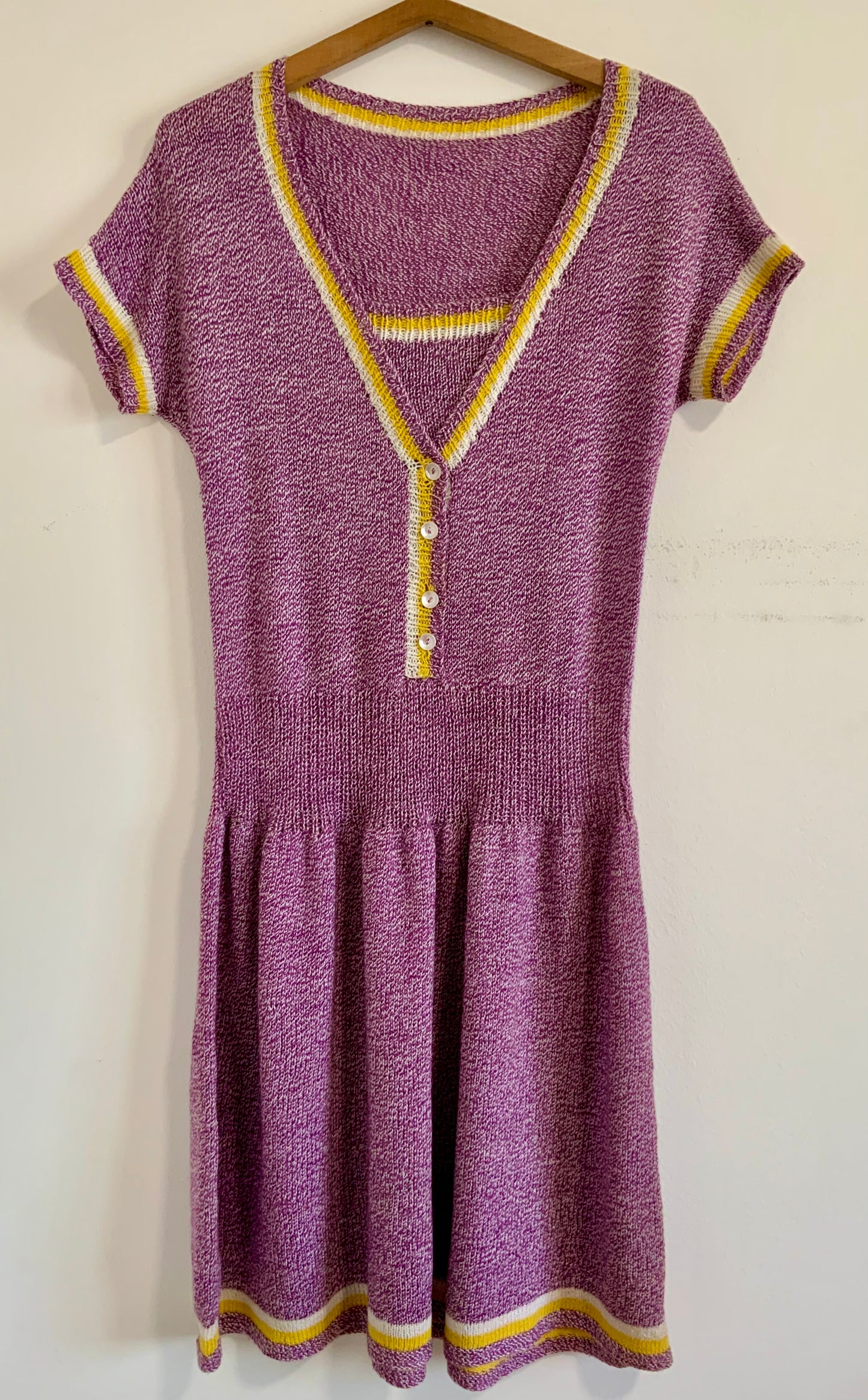 Robe tricotée Laine Faite main Confection France Vintage 1980
