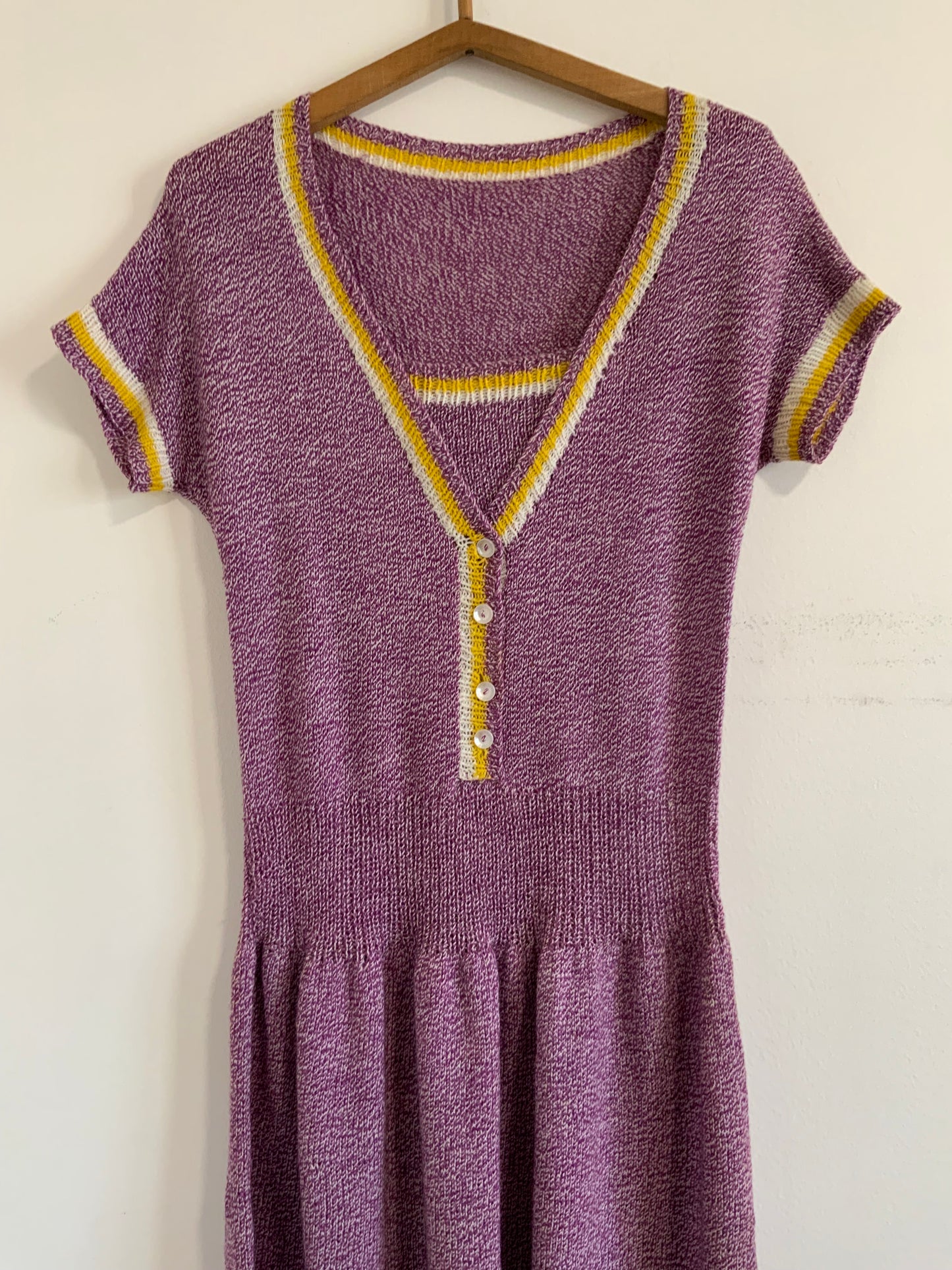 Robe tricotée Laine Faite main Confection France Vintage 1980