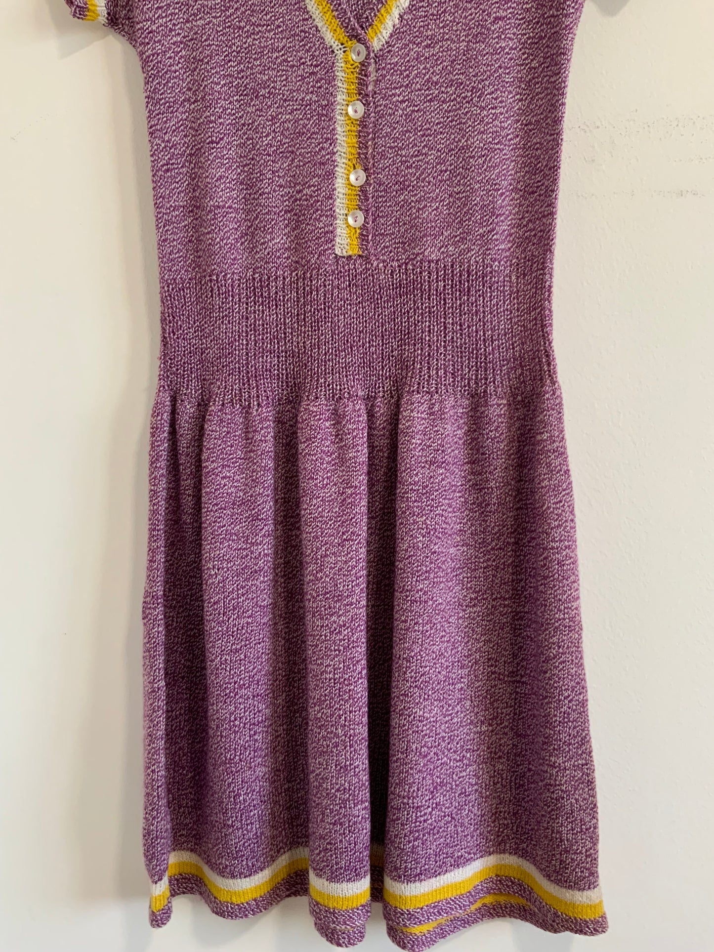 Robe tricotée Laine Faite main Confection France Vintage 1980