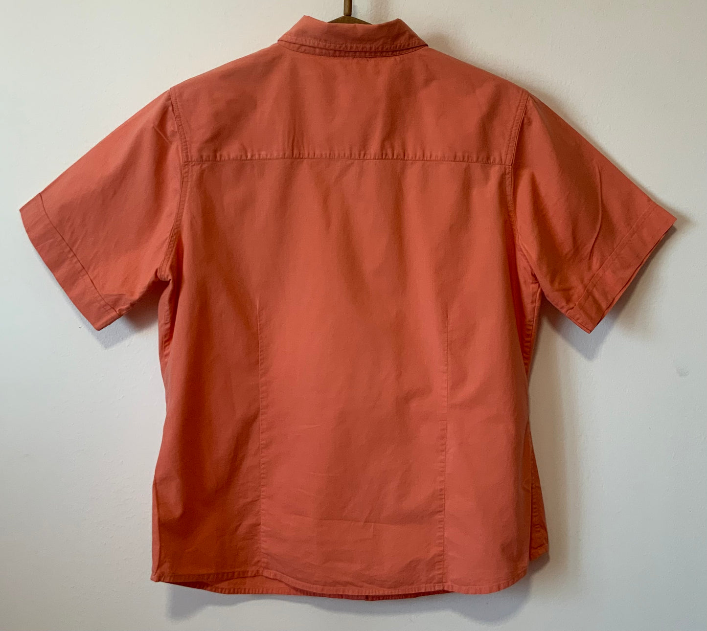 Chemise Vintage 1990 abricot 100% coton Pressions nacrées