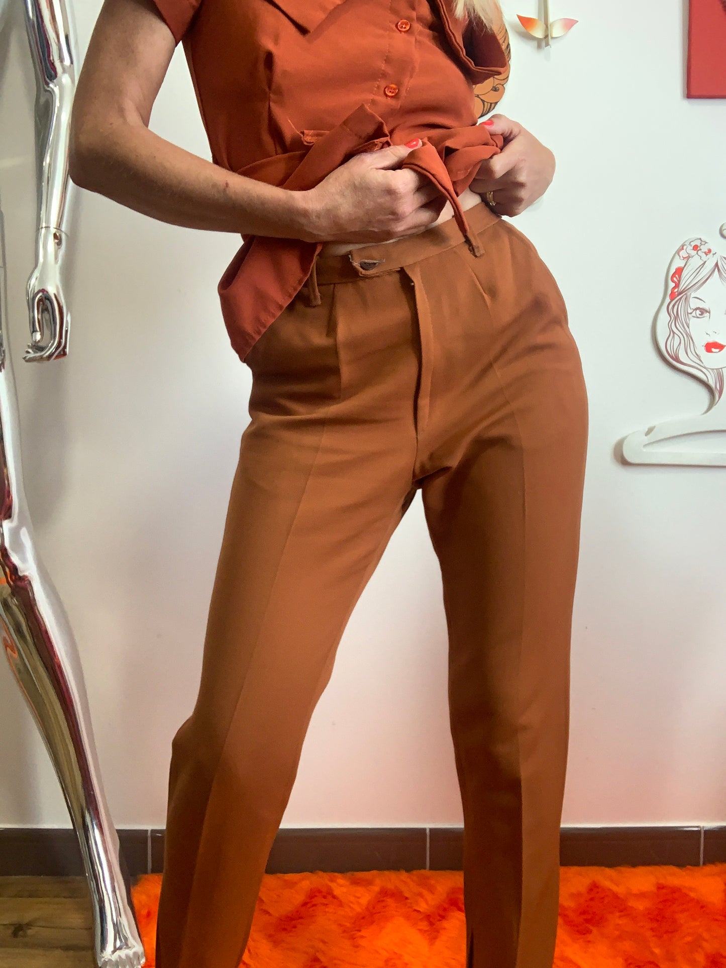 Fuseau Pantalon couleur brique Vintage 1970/80