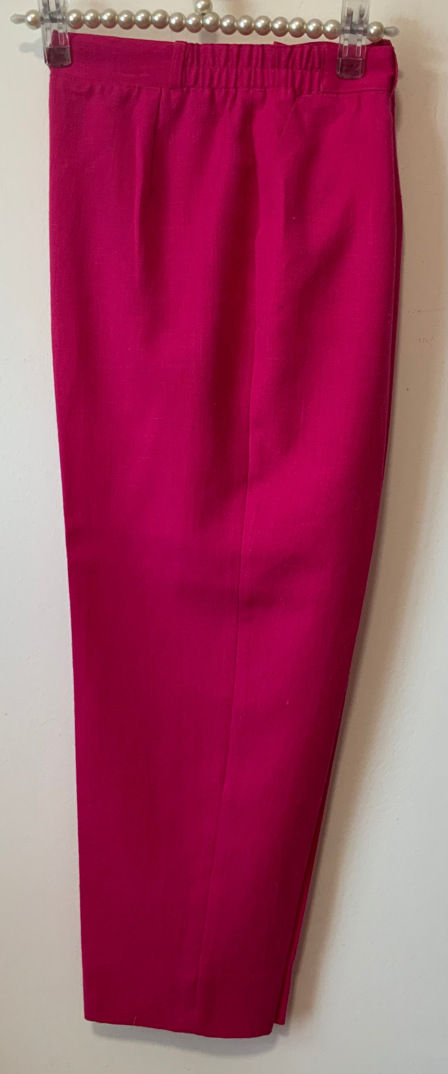 Pantalon droit à pinces et plis Fuchsia Vintage France 1980 Chic