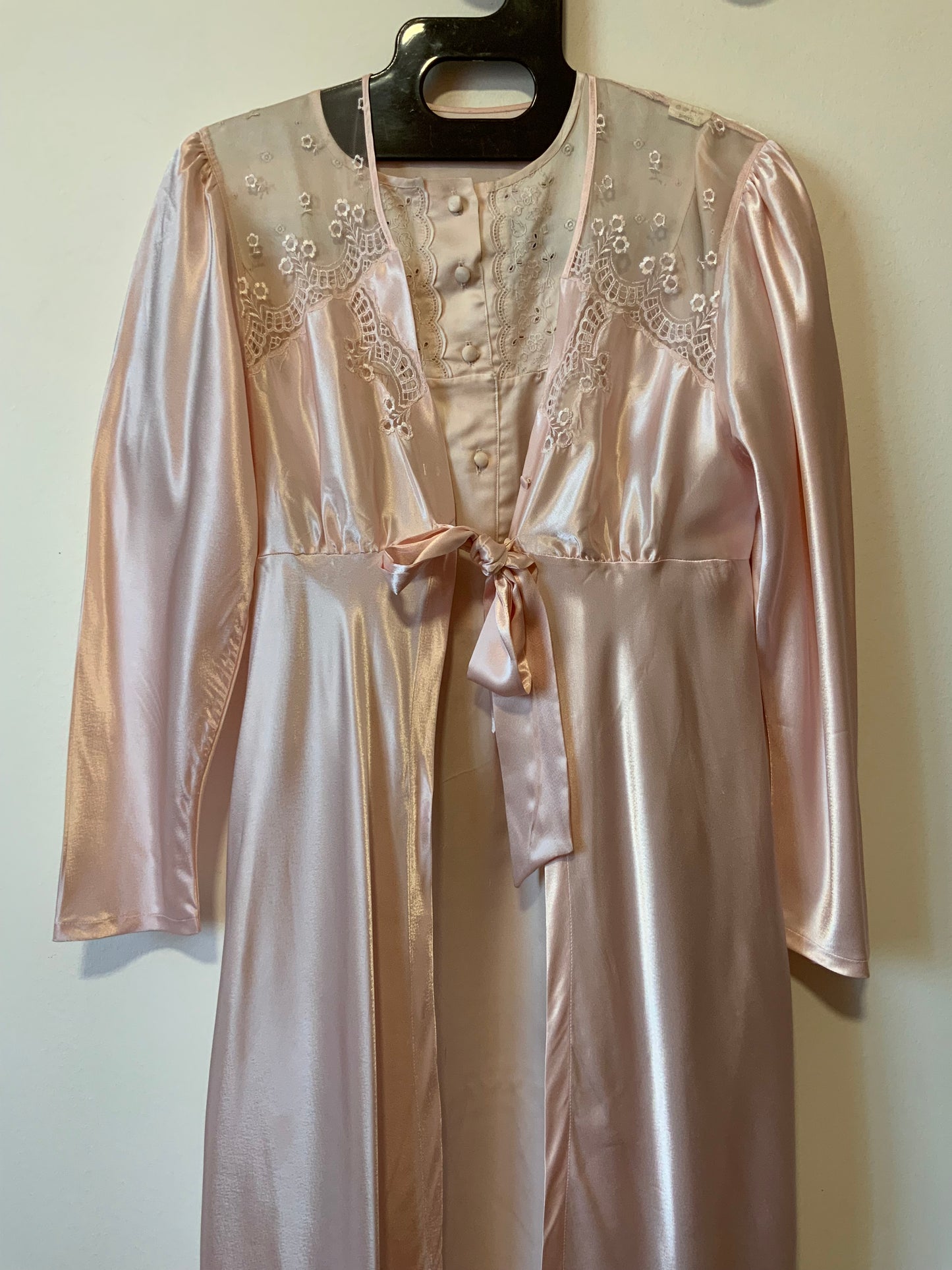 Ensemble de nuit Vintage satin rose pâle France