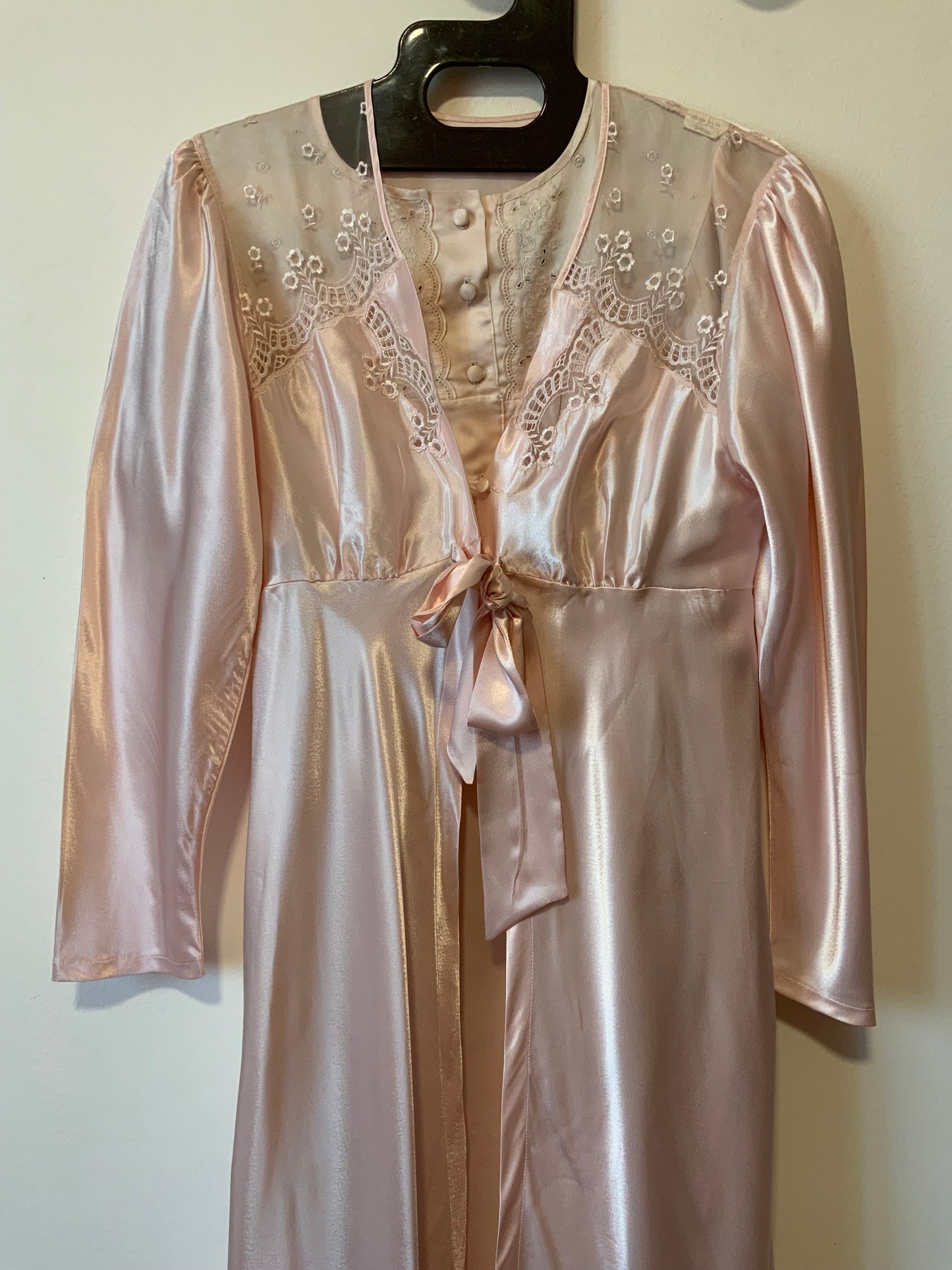 Ensemble de nuit Vintage satin rose pâle France