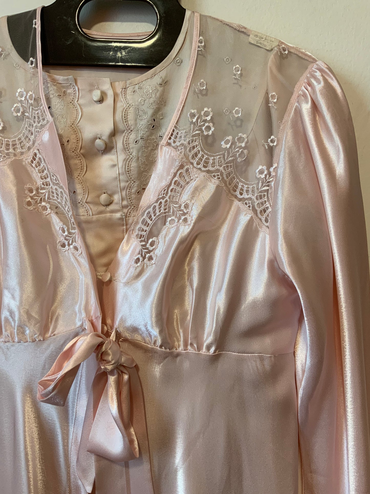 Ensemble de nuit Vintage satin rose pâle France