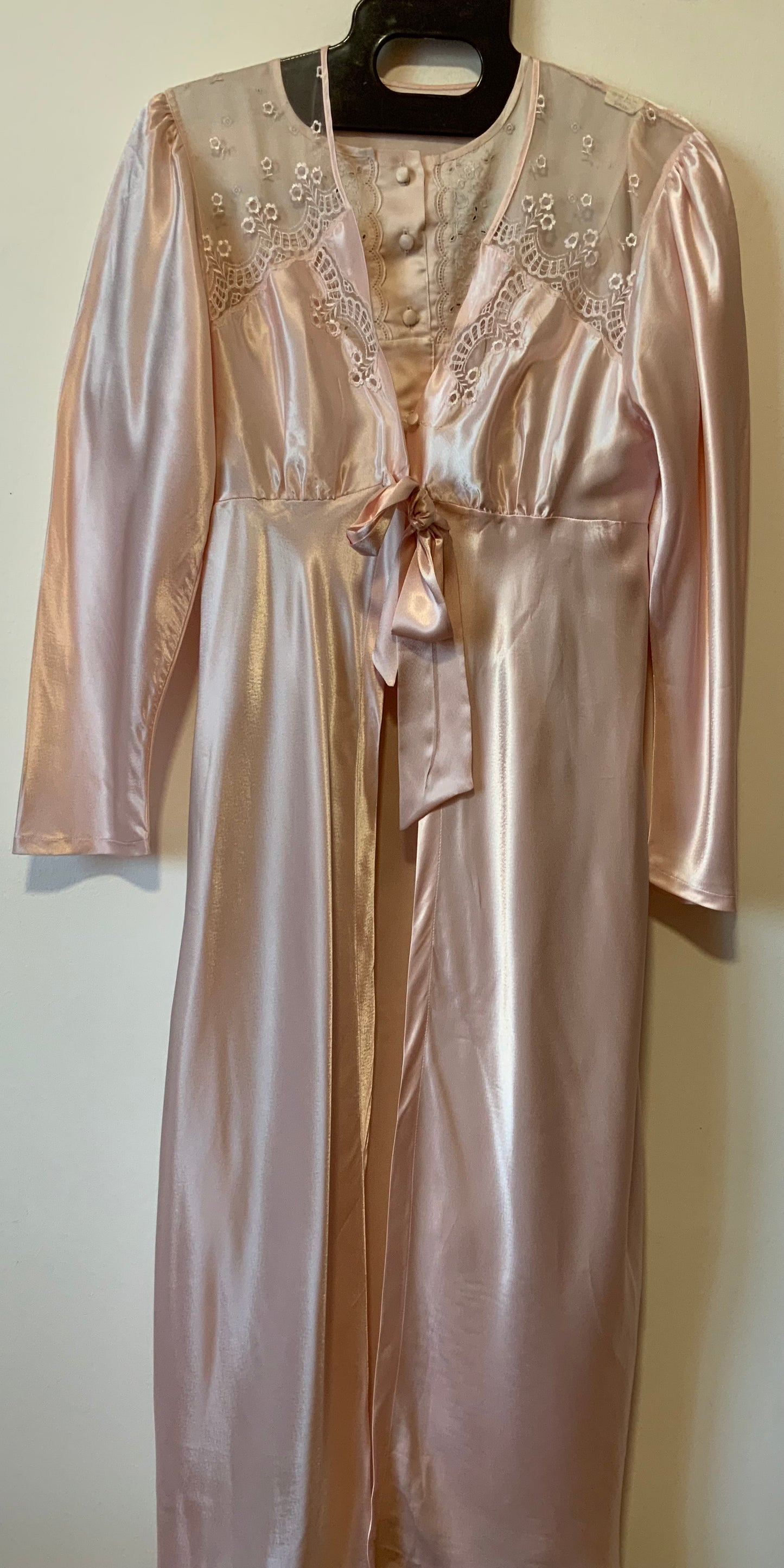 Ensemble de nuit Vintage satin rose pâle France