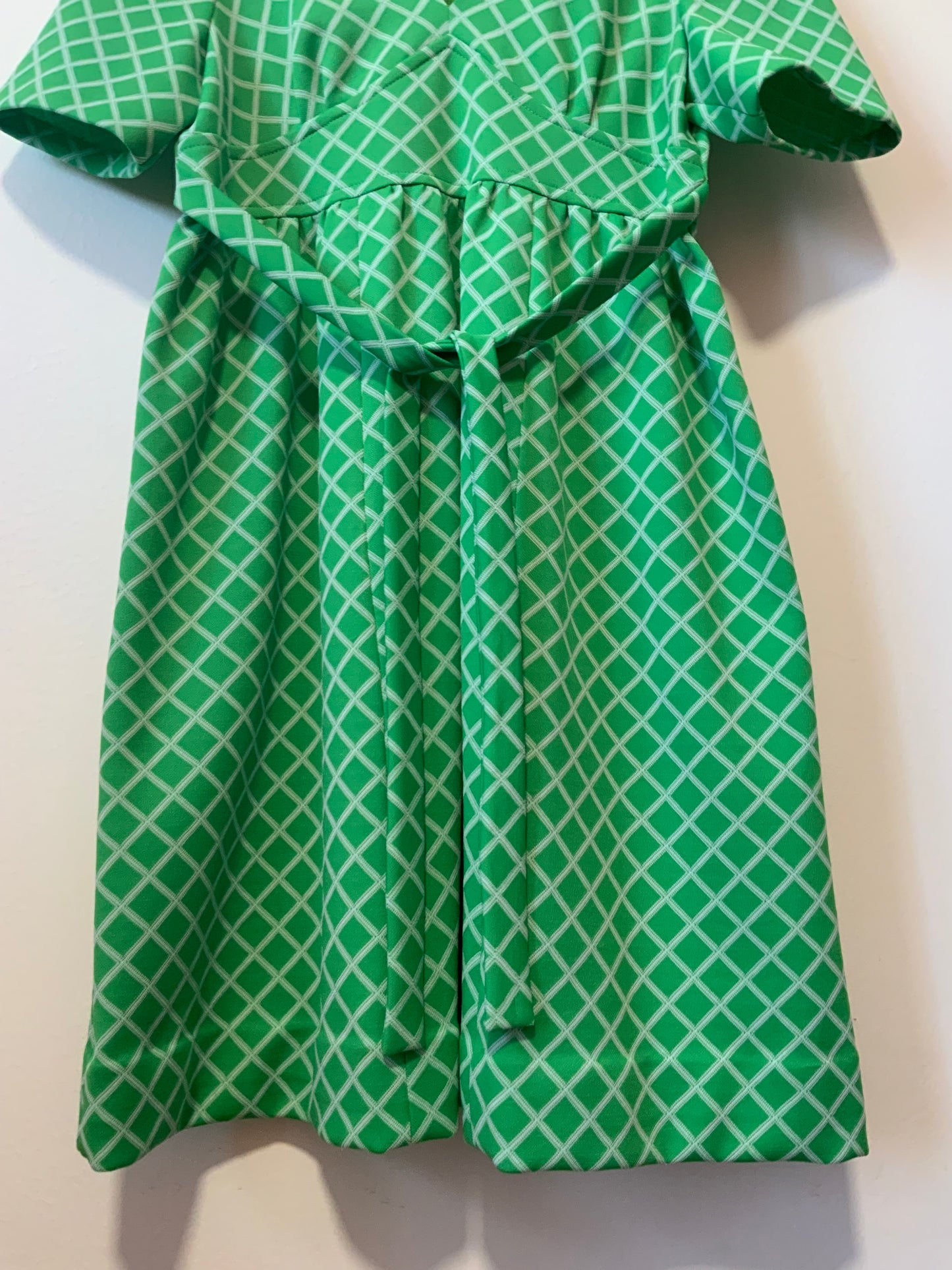Superbe robe en jersey vert Vintage 1960 carreaux Burlington