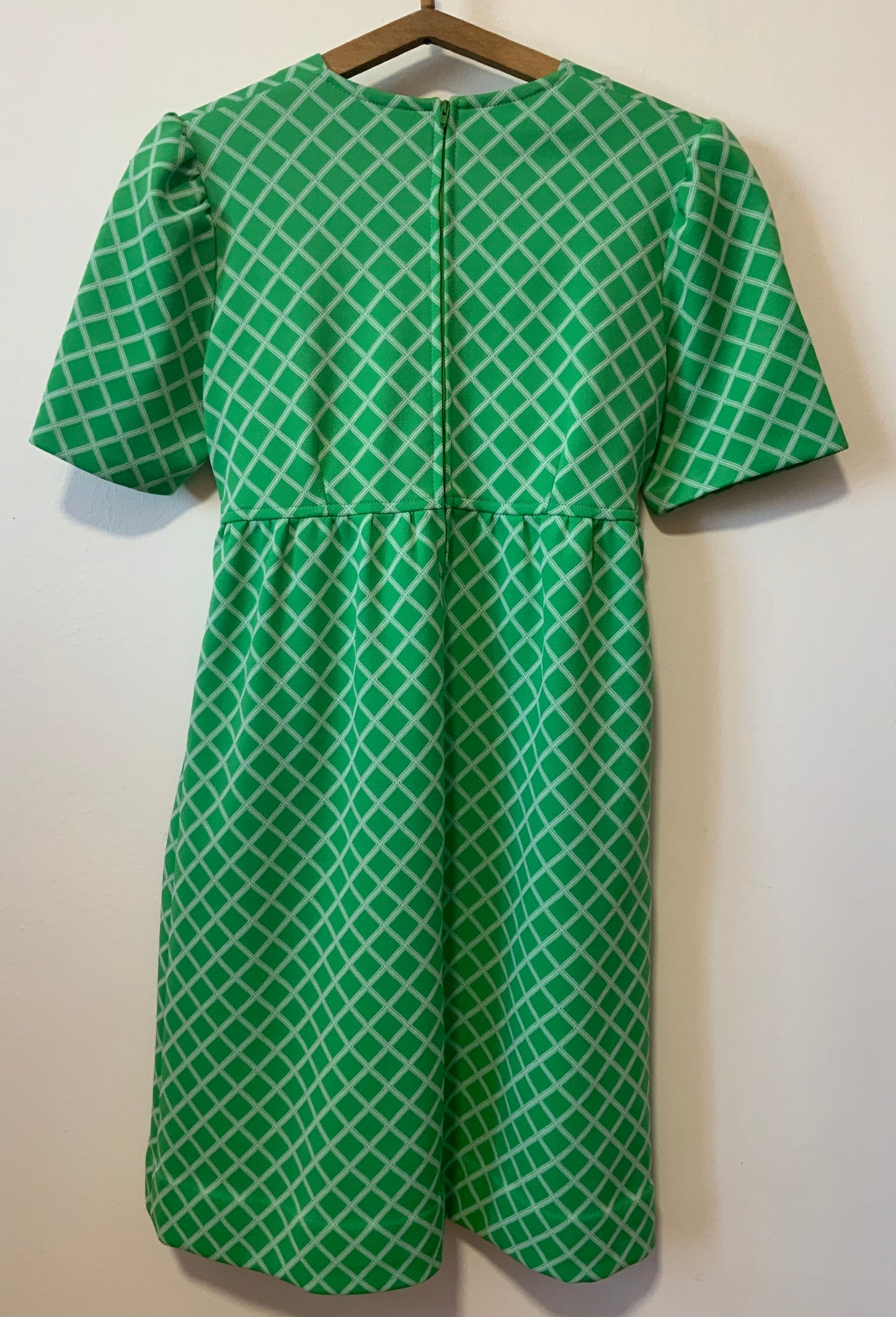 Superbe robe en jersey vert Vintage 1960 carreaux Burlington