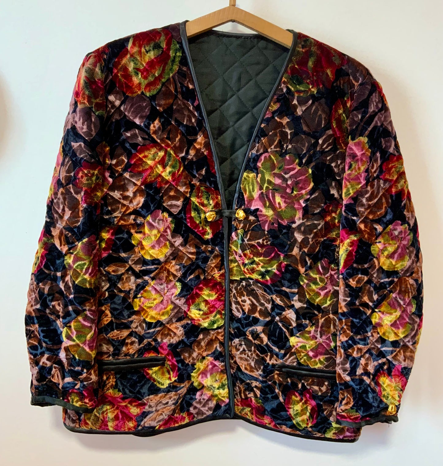 Veste Velours Fleurs Matelassée Vintage Chic Elegance France