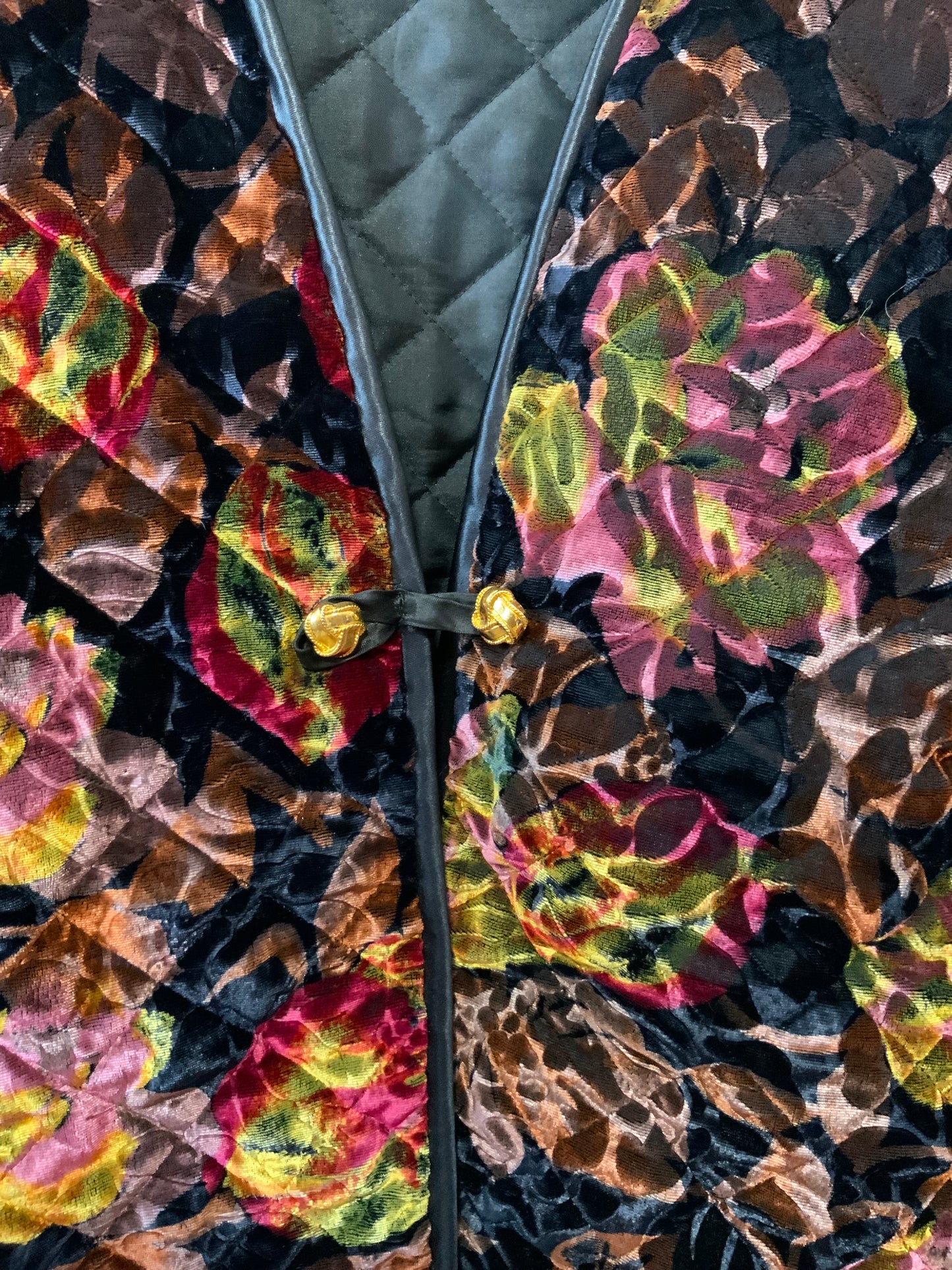 Veste Velours Fleurs Matelassée Vintage Chic Elegance France