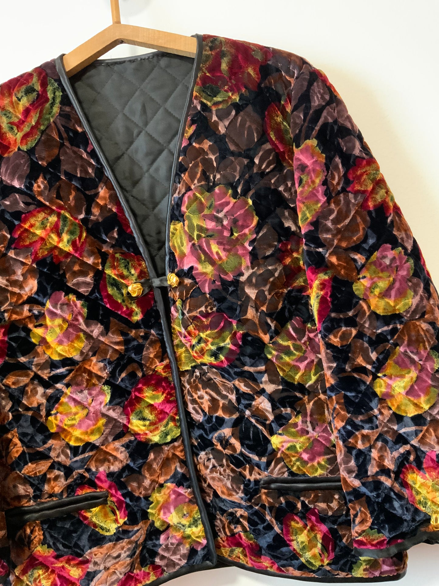 Veste Velours Fleurs Matelassée Vintage Chic Elegance France