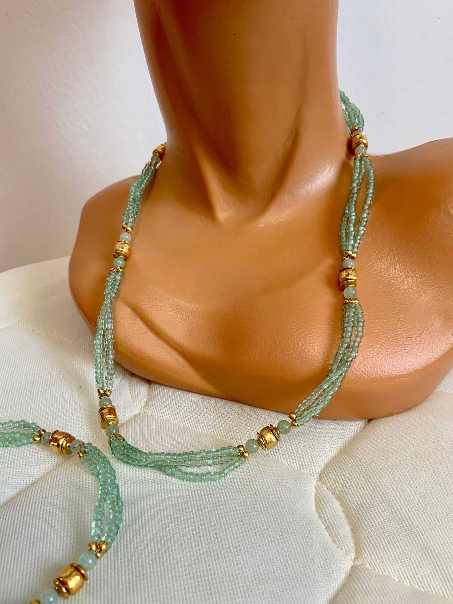 Ensemble de bijoux Collier et bracelet Perles de verre Vintage 80/90