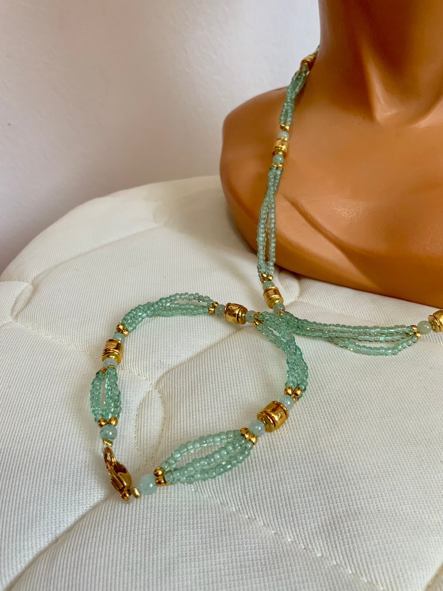Ensemble de bijoux Collier et bracelet Perles de verre Vintage 80/90