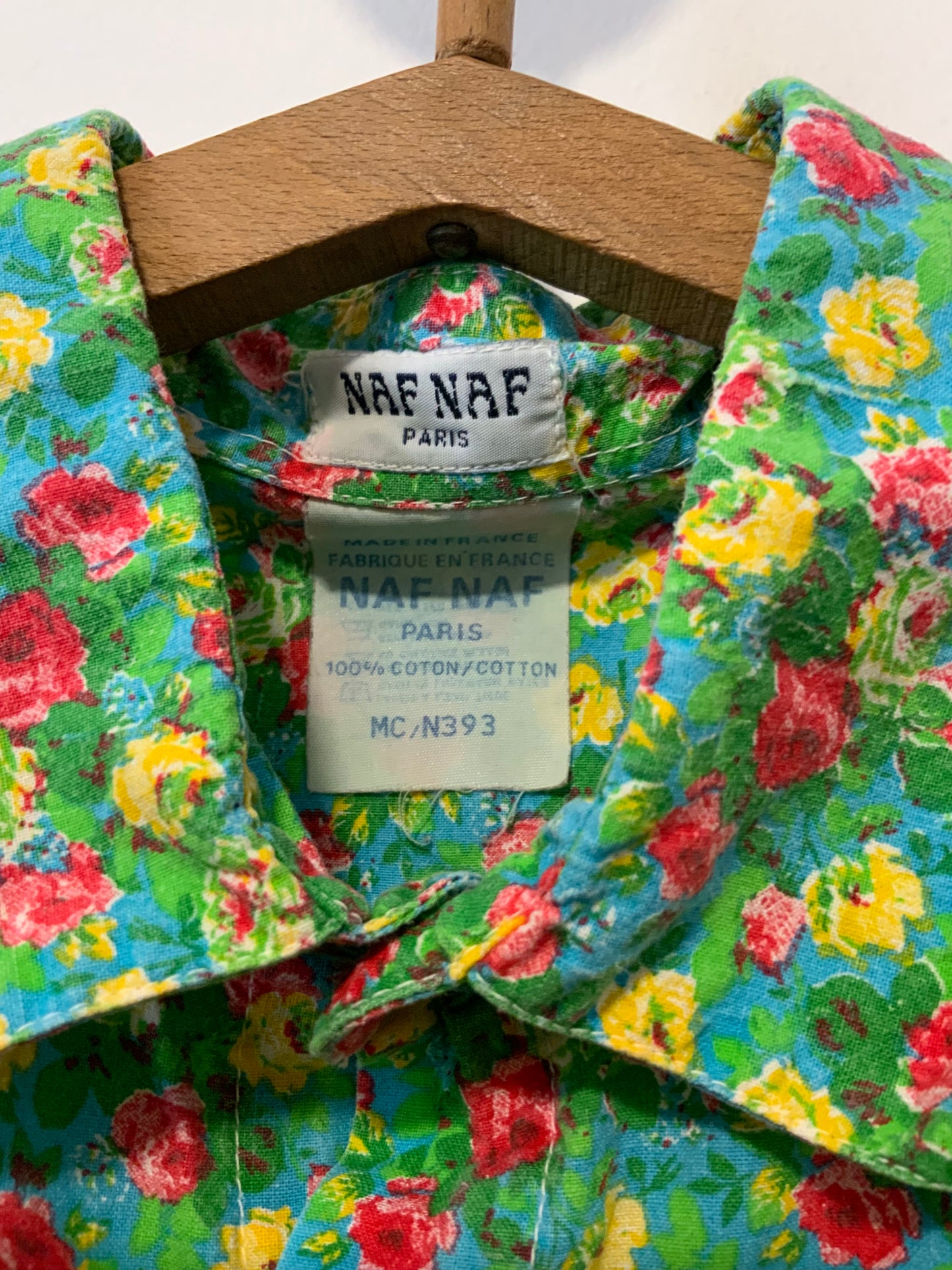 Chemise à Fleurs Naf Naf 1990 Pur Vintage France Paris