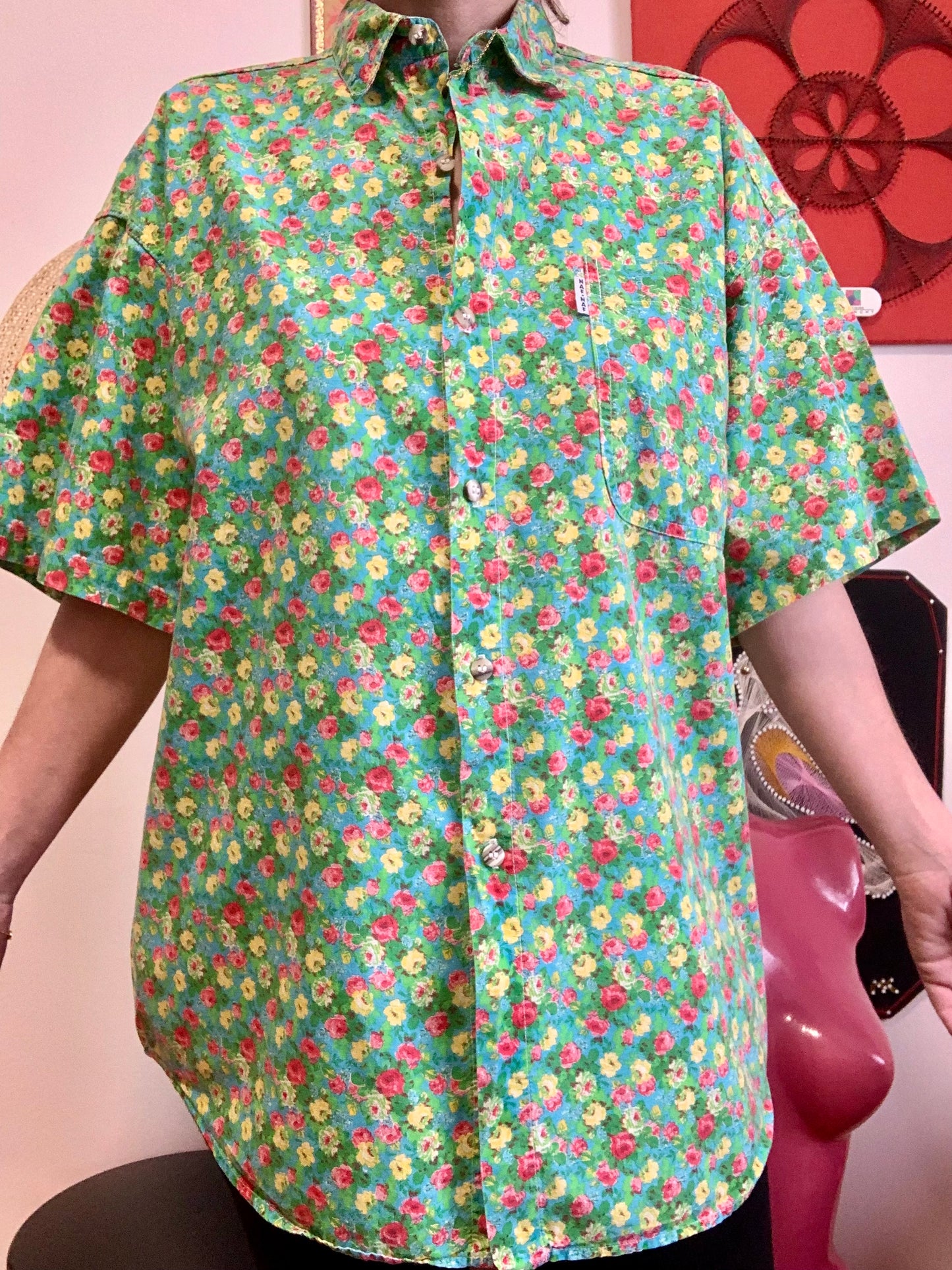 Chemise à Fleurs Naf Naf 1990 Pur Vintage France Paris