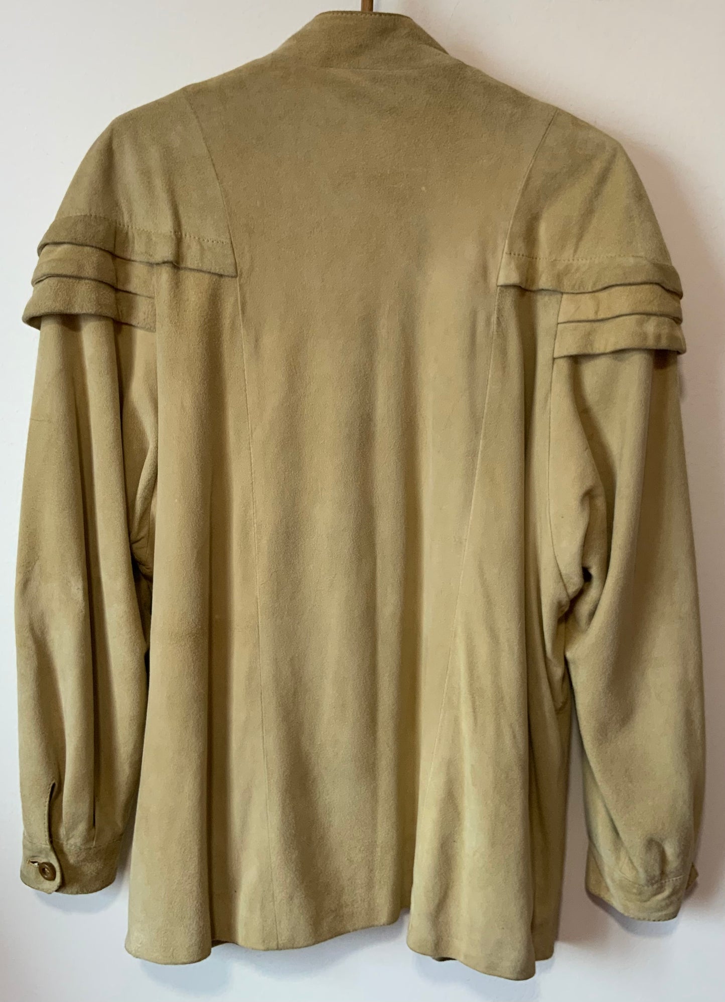 Veste Longue Daim Beige Élégance Vintage 1980 Pure Forme