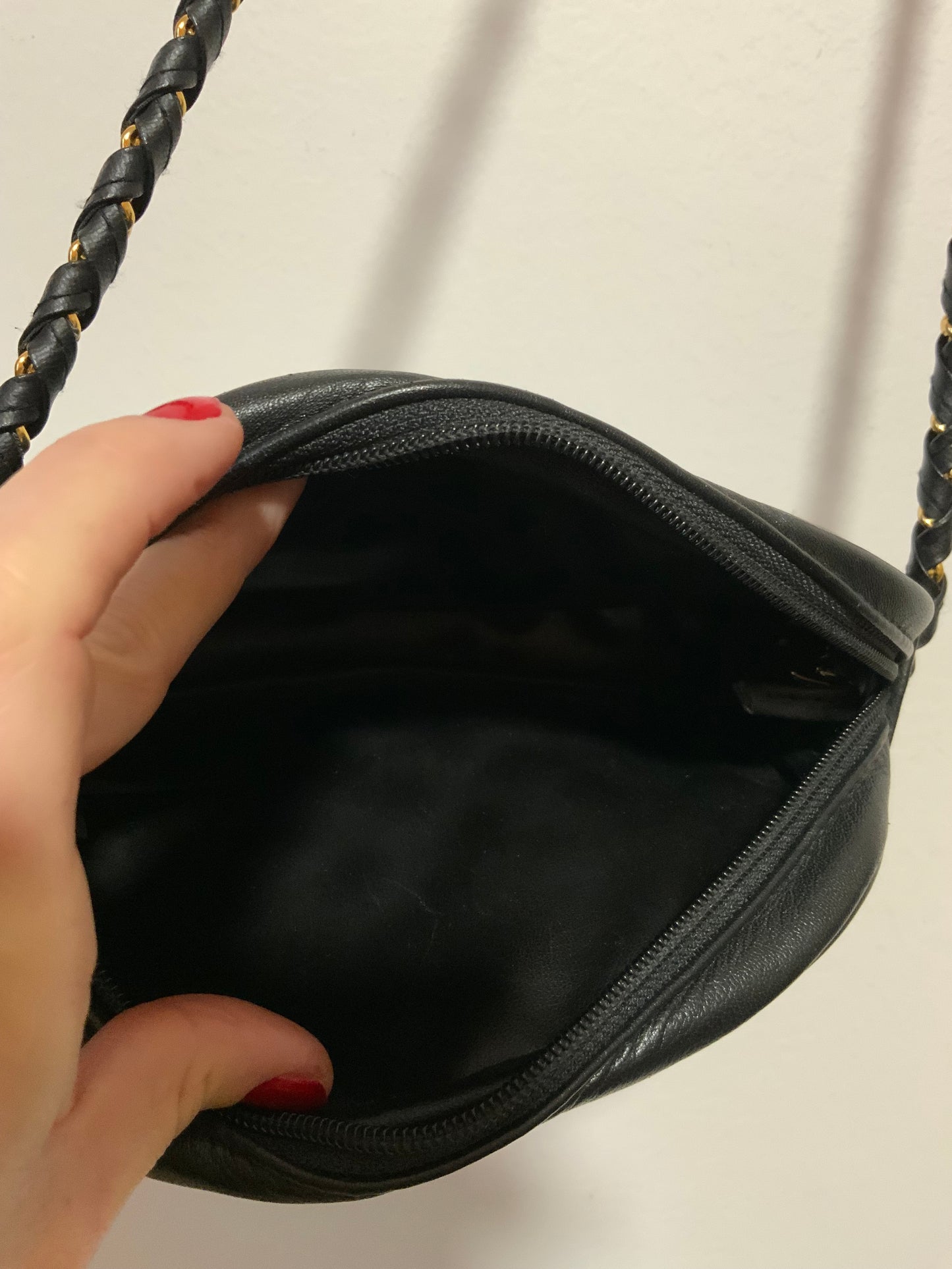 Sac à main cuir Noir matelassé Stylé Chic Vintage 1990 Chaîne dorée