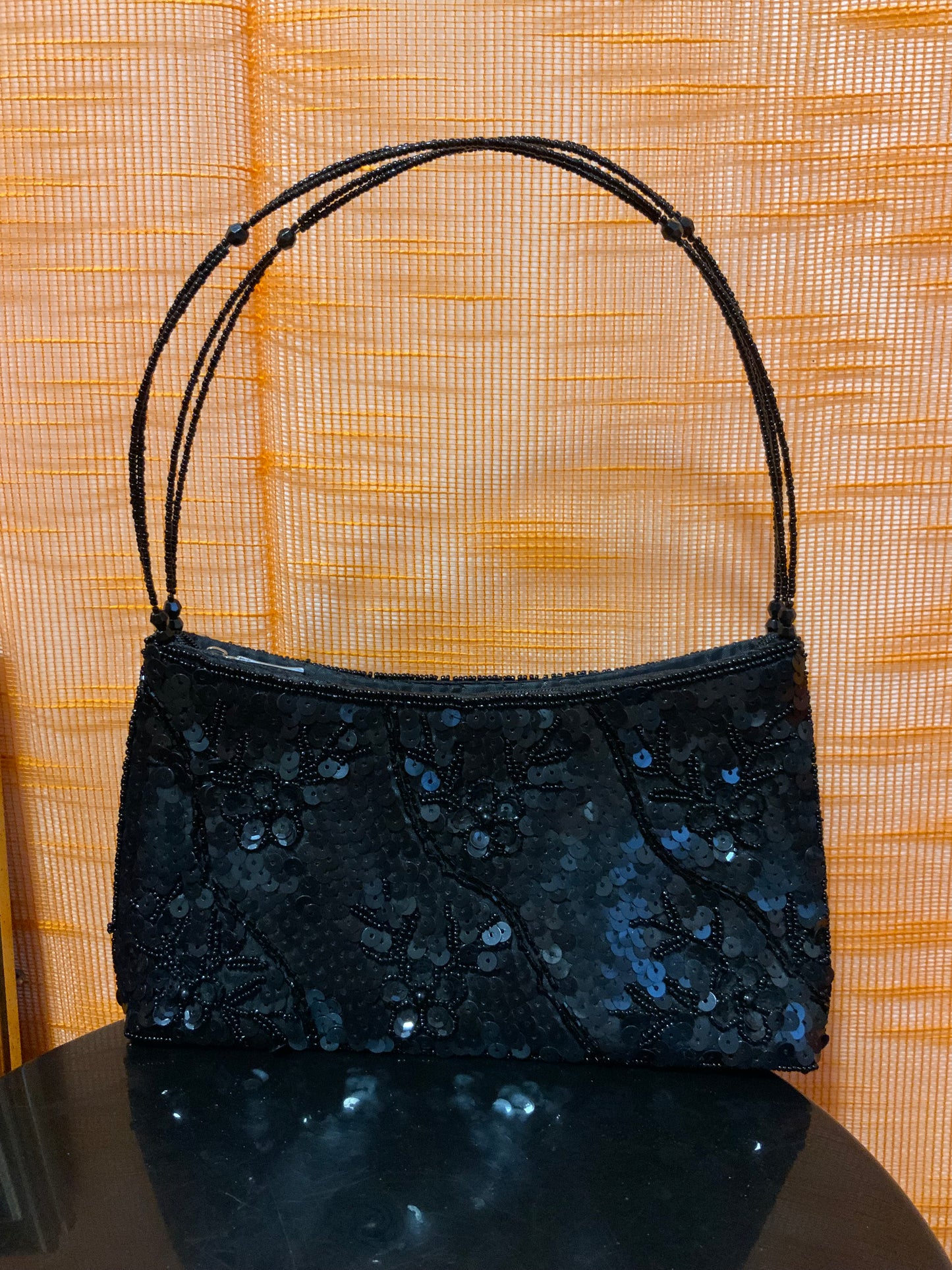Sac à main Satin Paillettes Noir Vintage 2000’