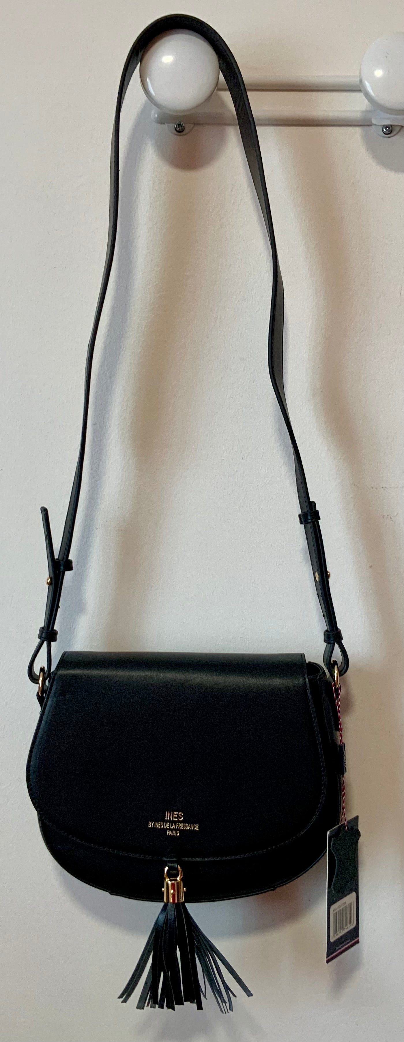 Sac Cuir Noir Neuf Besace Inès de la Fressange Paris France avec étiquette