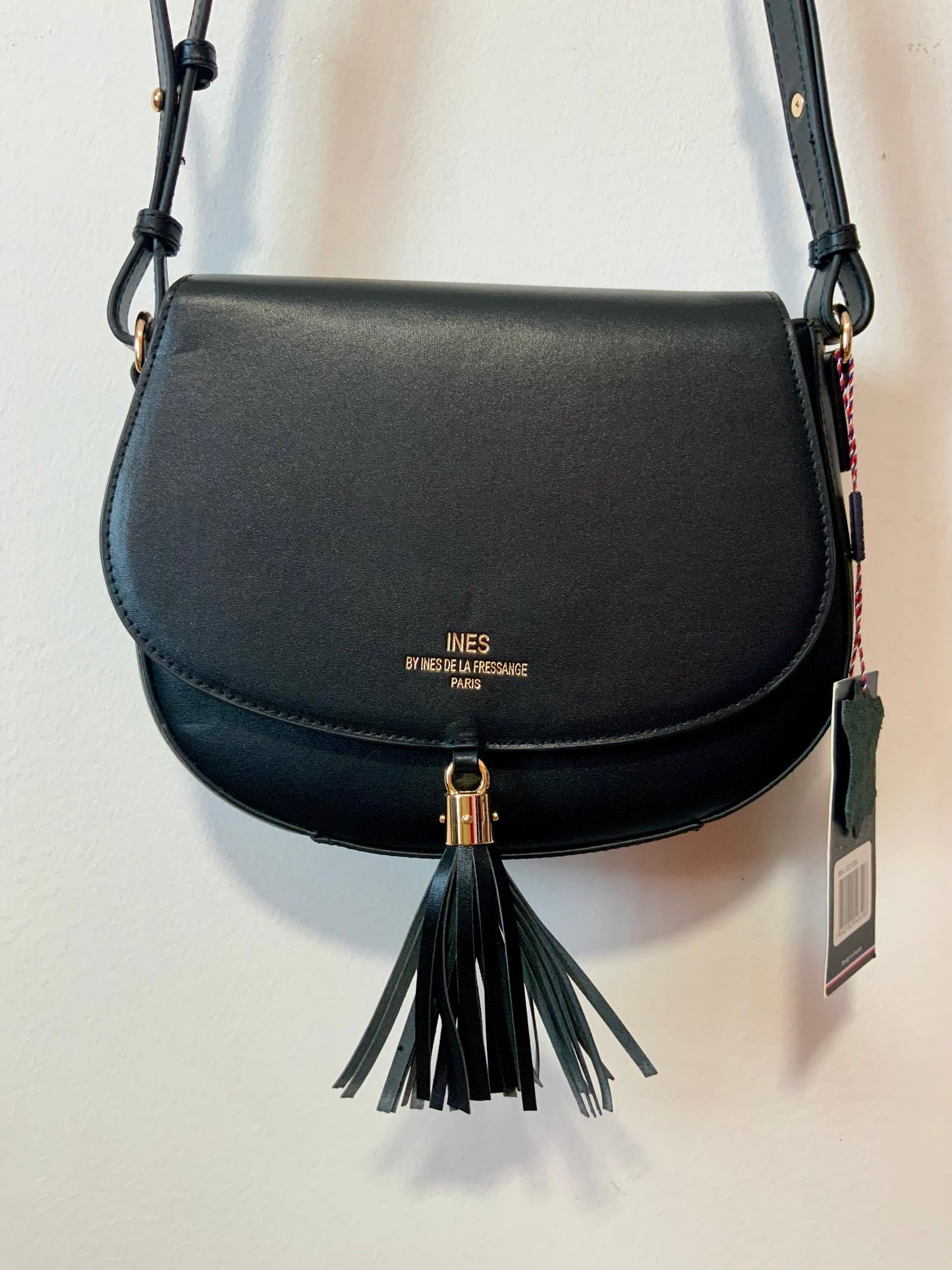 Sac Cuir Noir Neuf Besace Inès de la Fressange Paris France avec étiquette