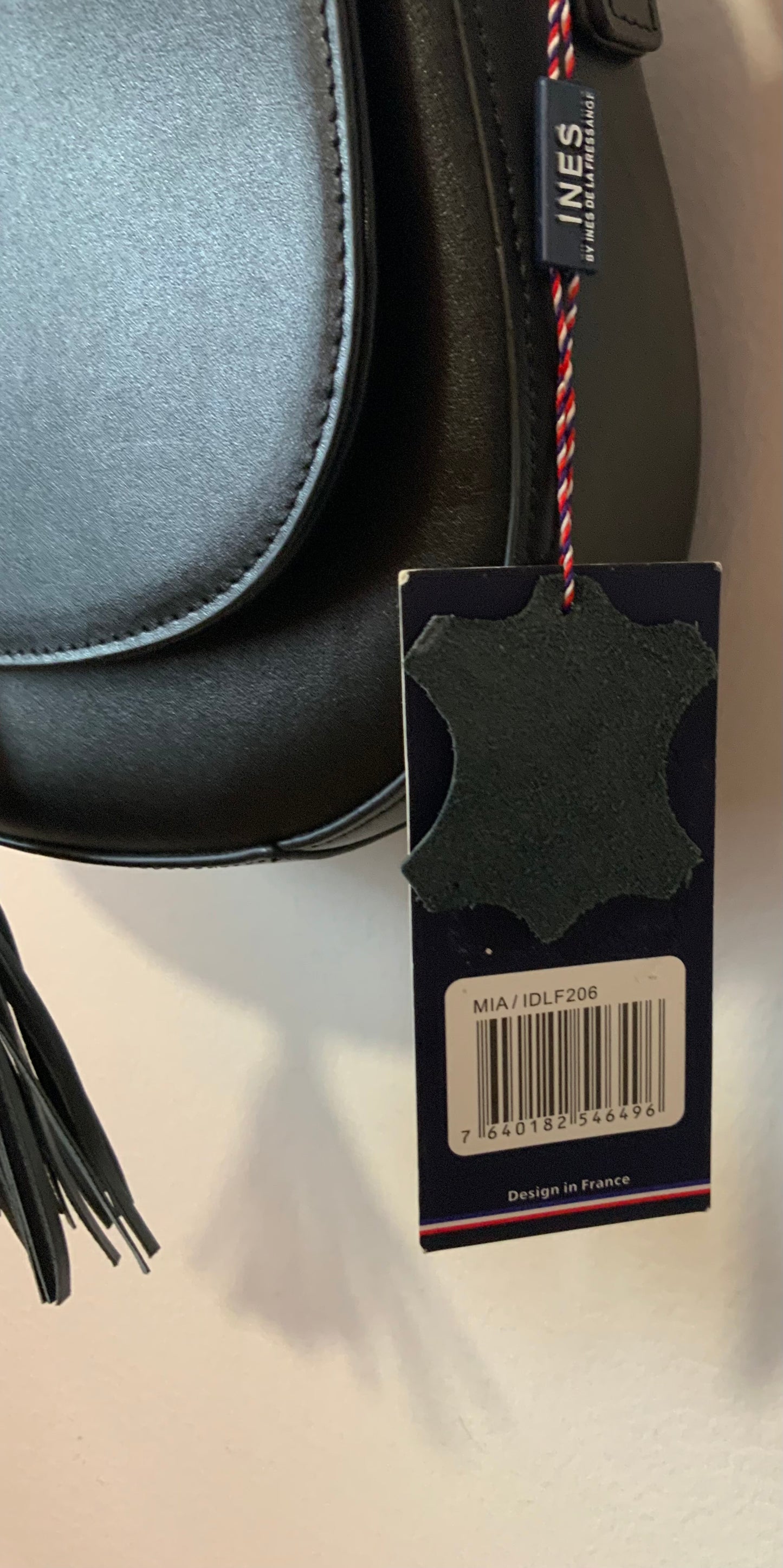 Sac Cuir Noir Neuf Besace Inès de la Fressange Paris France avec étiquette