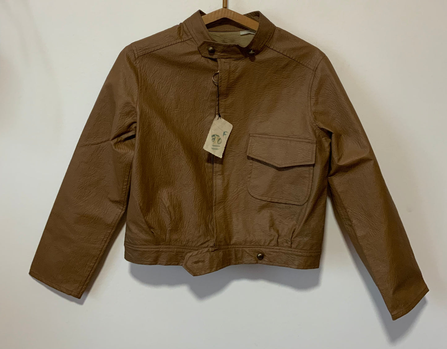 Veste Simili cuir Beige Vintage Deadstock France 1970
