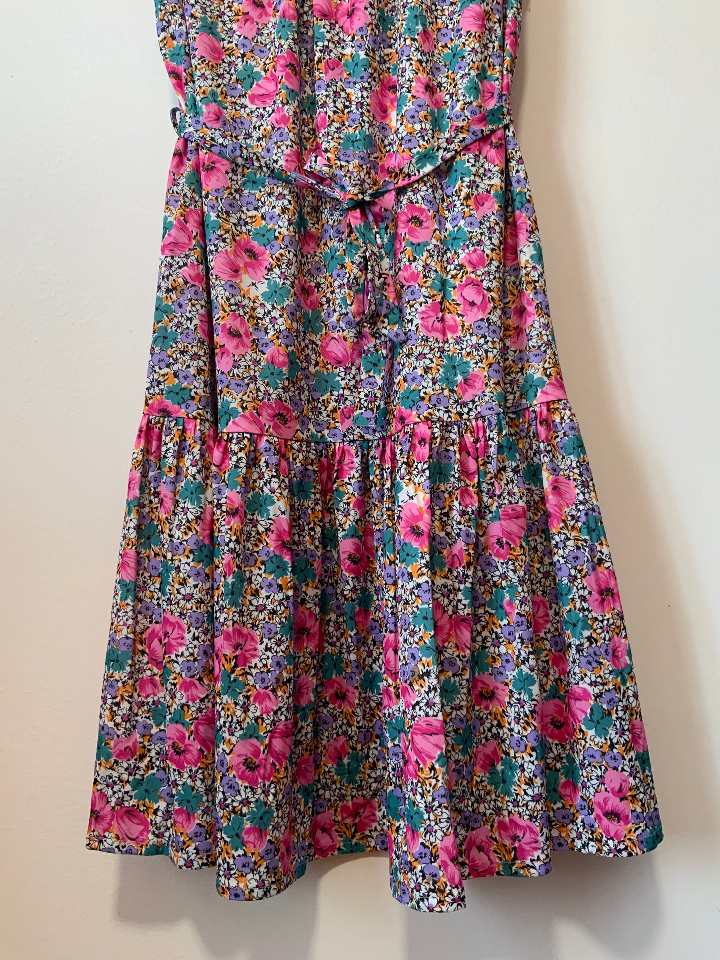 Robe à volant À fleurs Fabriquée en France Vintage 1980 avec ceinture