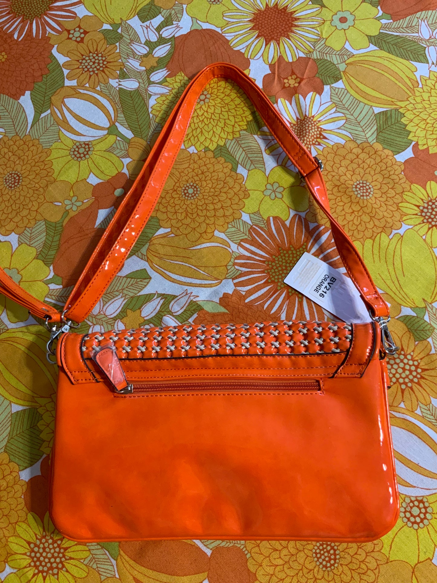 Sac à main vernis orange Neuf Façon Vintage