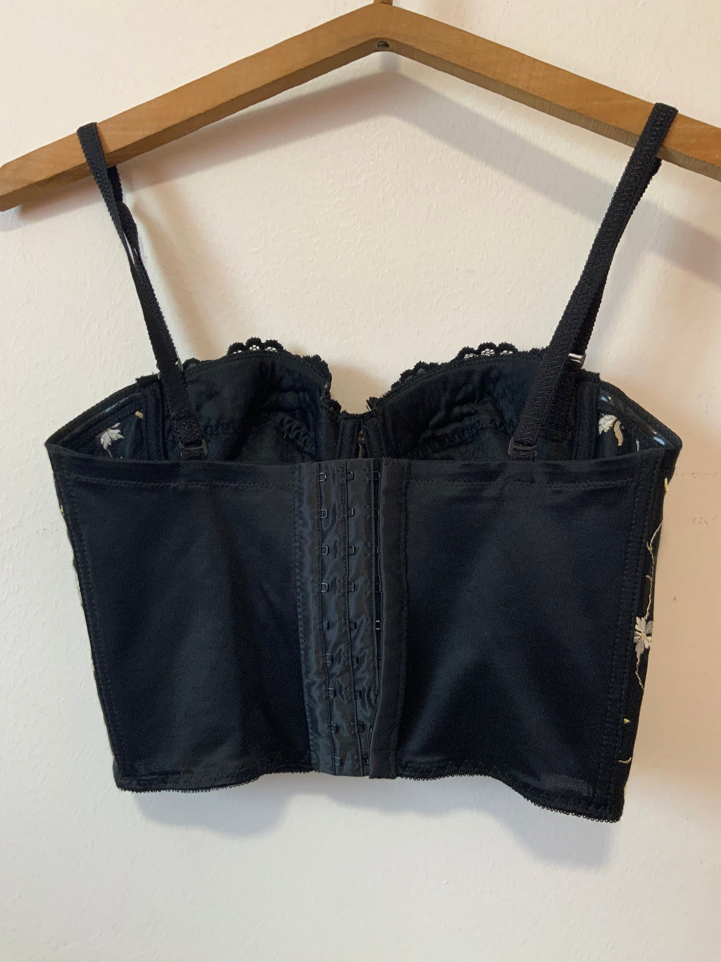 Top Bustier à fleurs brodées Vintage Paris 1990