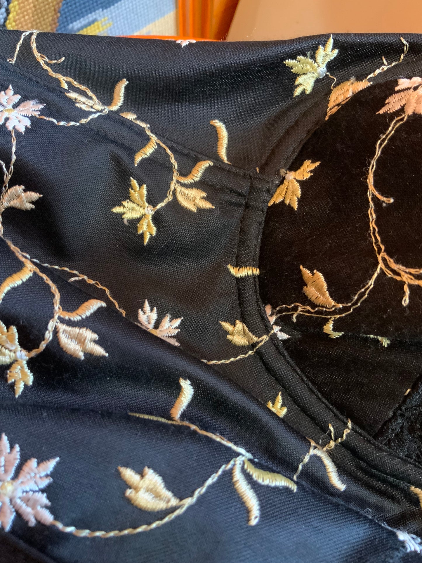 Top Bustier à fleurs brodées Vintage Paris 1990