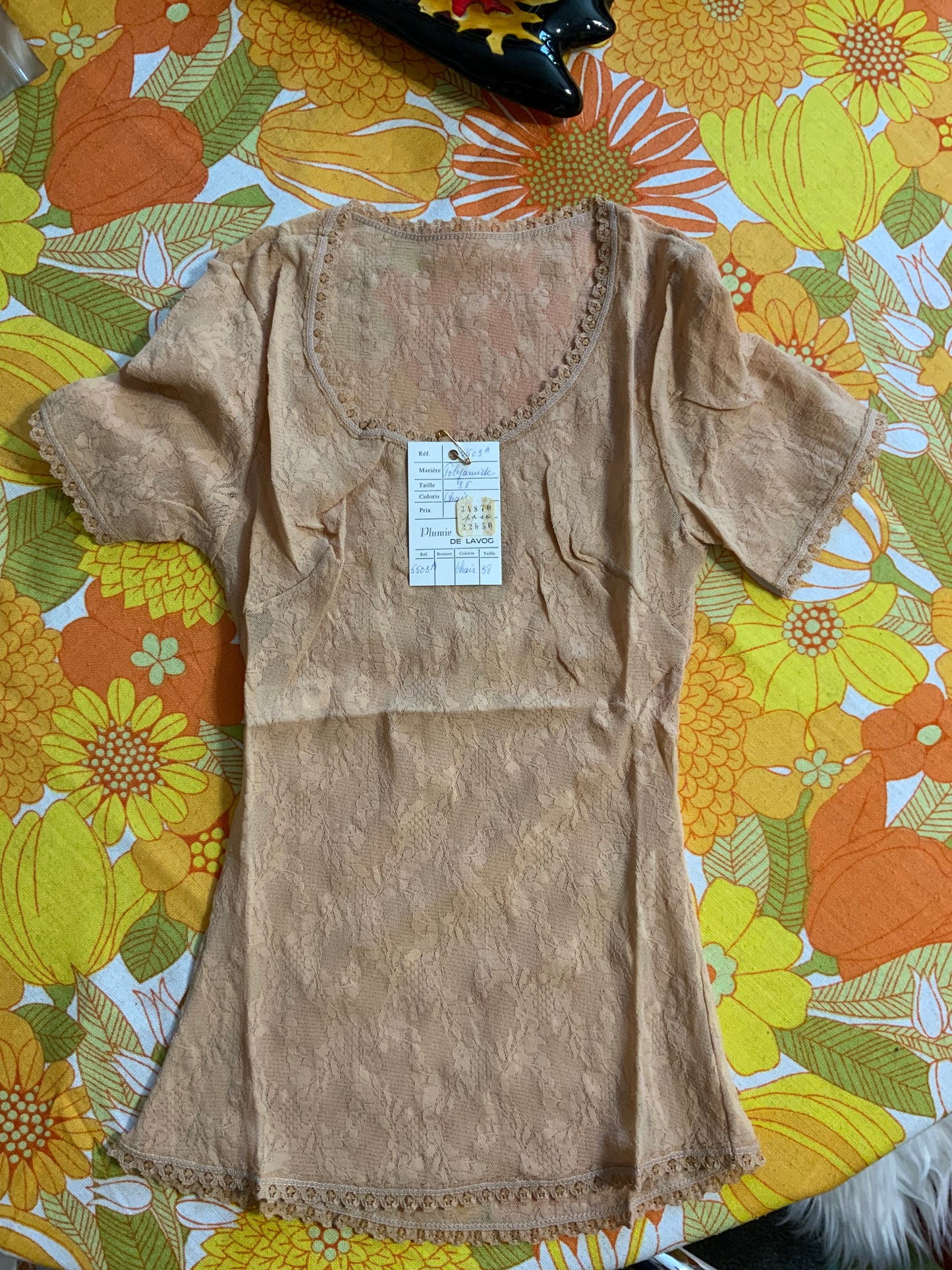 Haut en dentelle mousse Vintage 1980 Deadstock Sexy