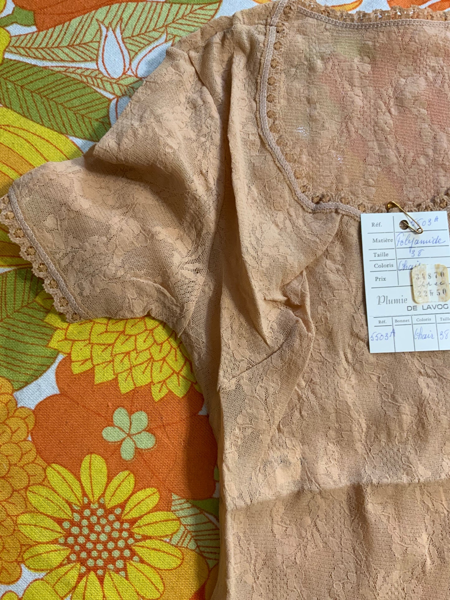 Haut en dentelle mousse Vintage 1980 Deadstock Sexy