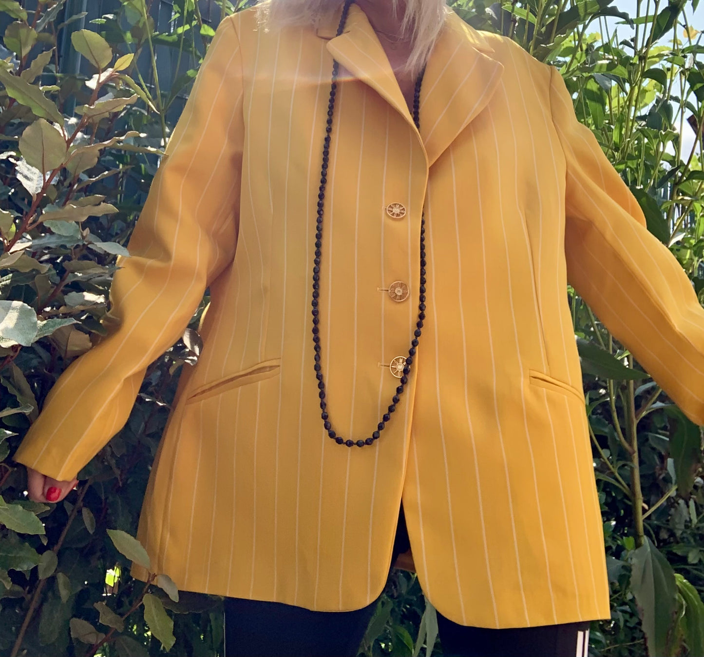 Veste Jaune Rayures Vintage France Élégance 1990