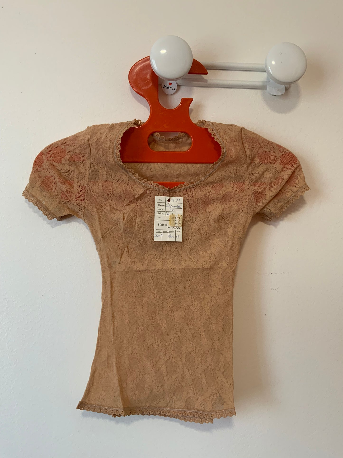 Haut en dentelle mousse Vintage 1980 Deadstock Sexy