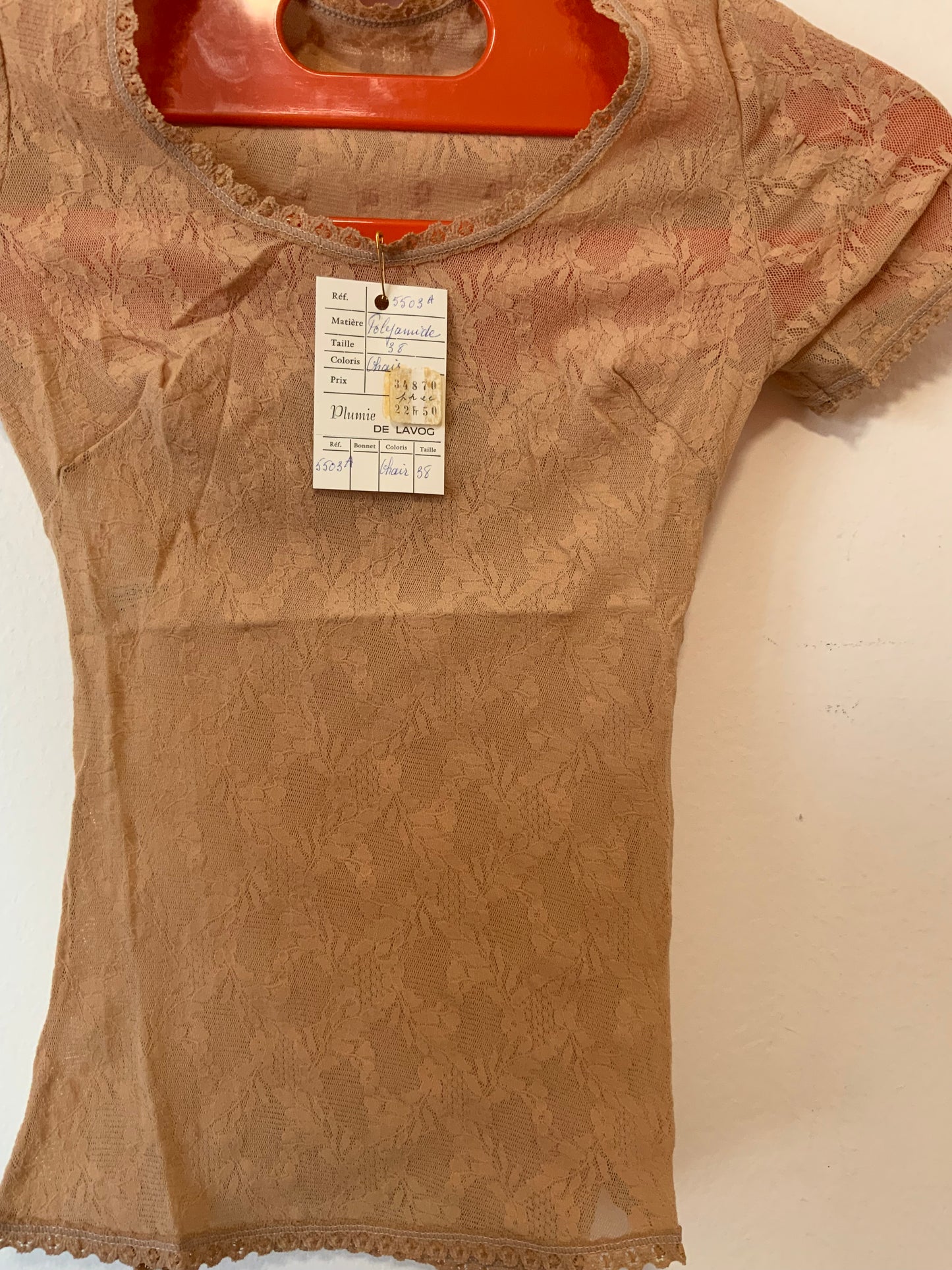 Haut en dentelle mousse Vintage 1980 Deadstock Sexy