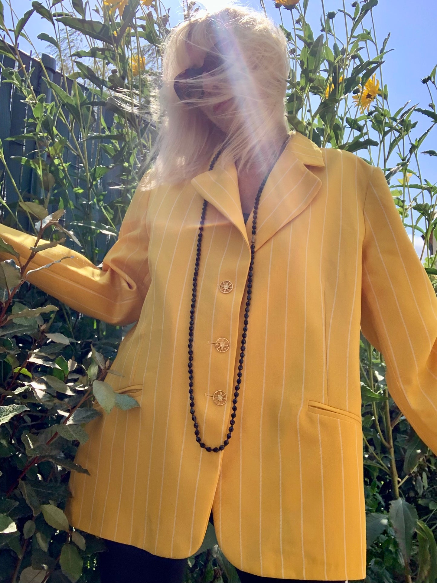 Veste Jaune Rayures Vintage France Élégance 1990